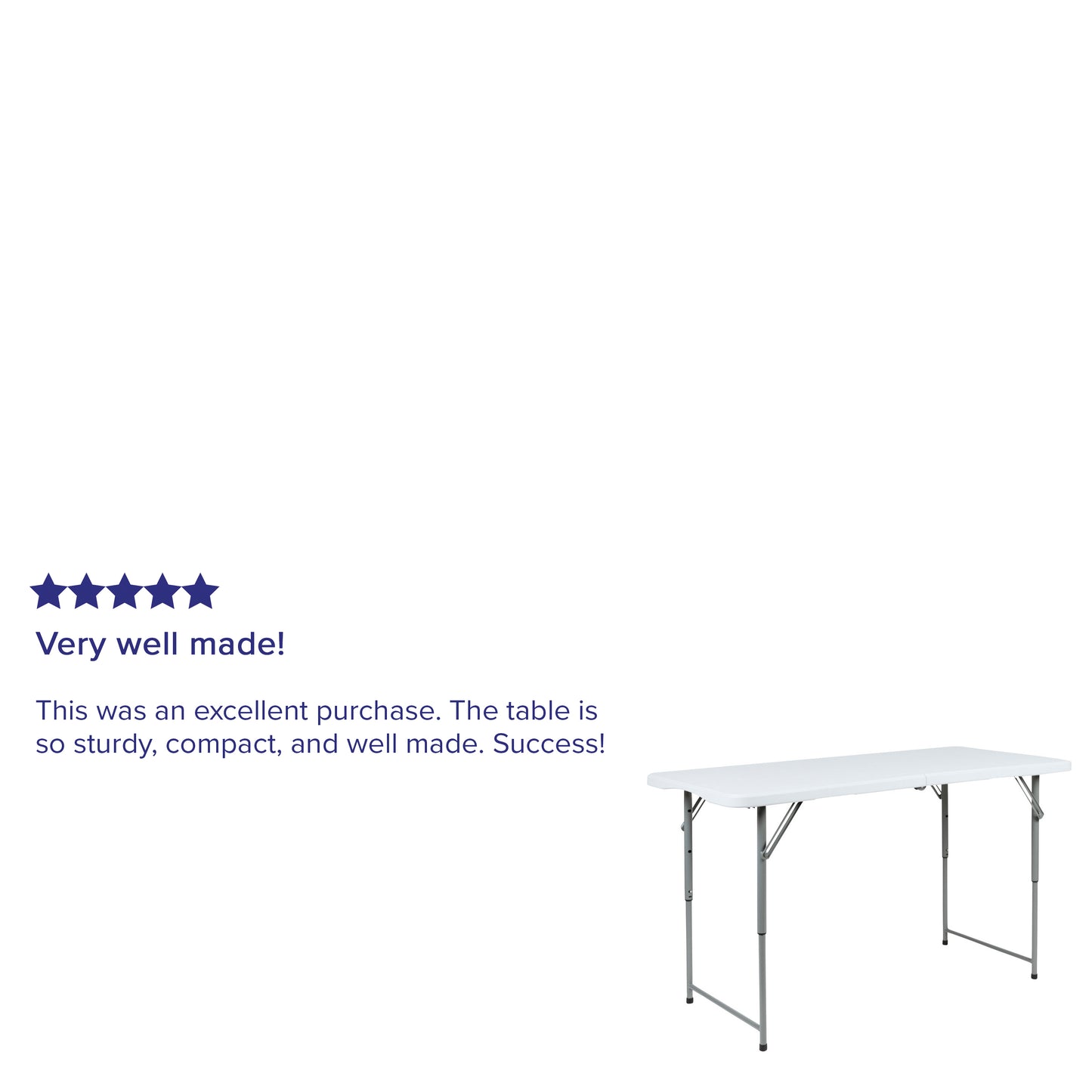 Kathryn 4-Foot Height Adjustable Bi-Fold Granite White Plastic Folding Table Granite White