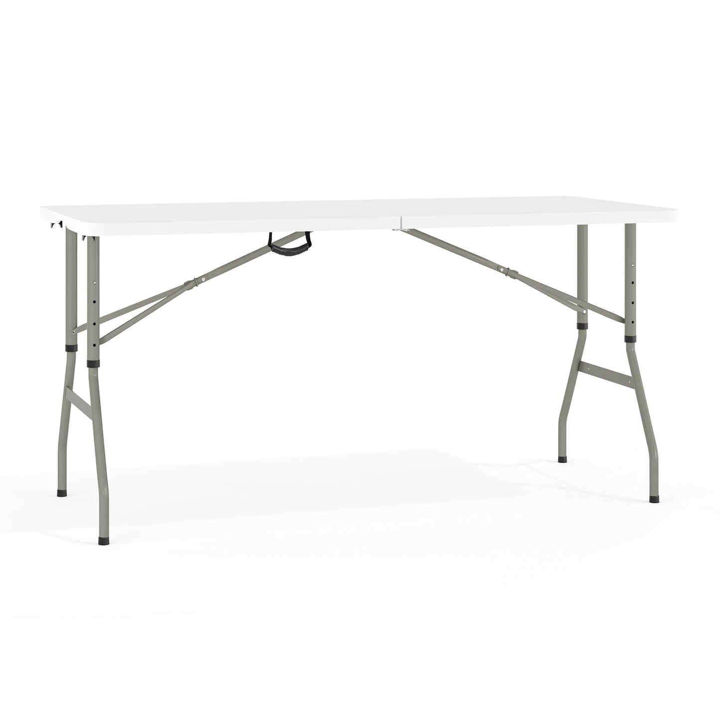 Kathryn 5-Foot Height Adjustable Bi-Fold Granite White Plastic Banquet and Event Folding Table with Carrying Handle Granite White