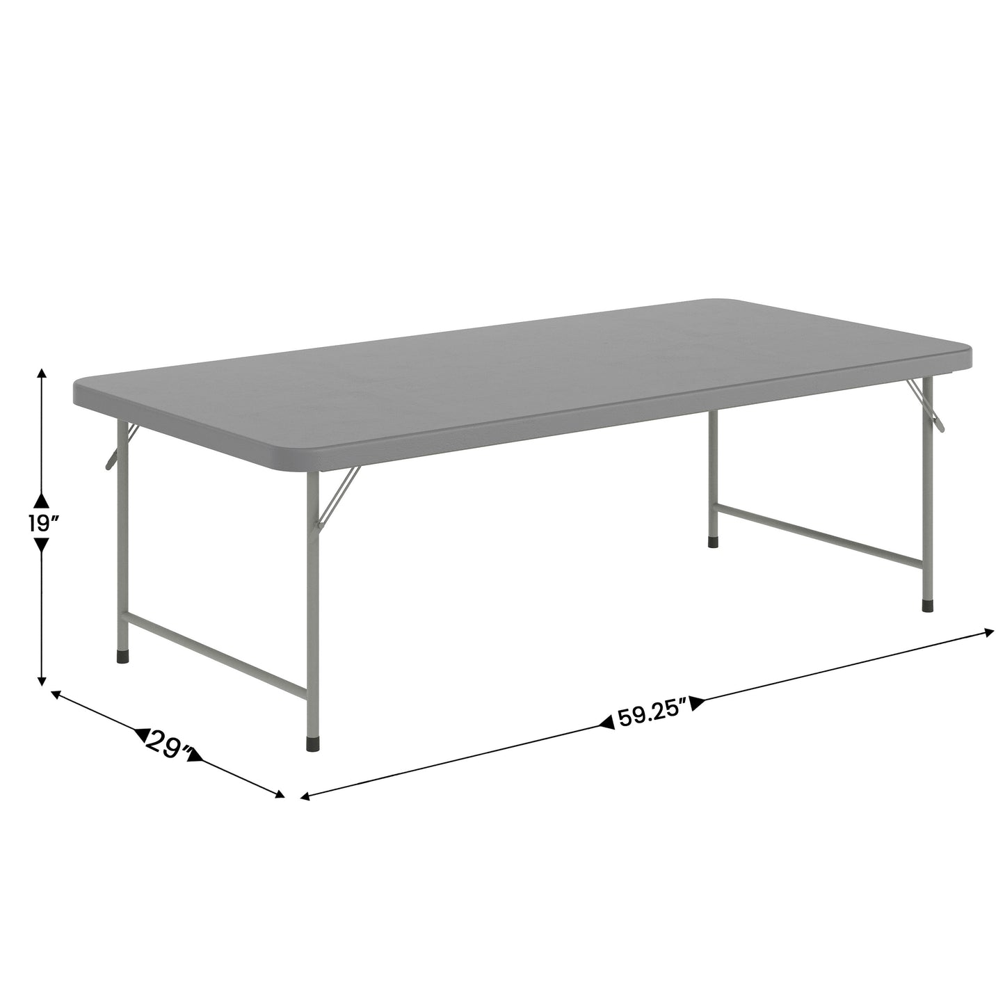 Paige 4.93-Foot Kid's Granite Gray Plastic Folding Table Granite Gray RB-3060-KID-GY-GG