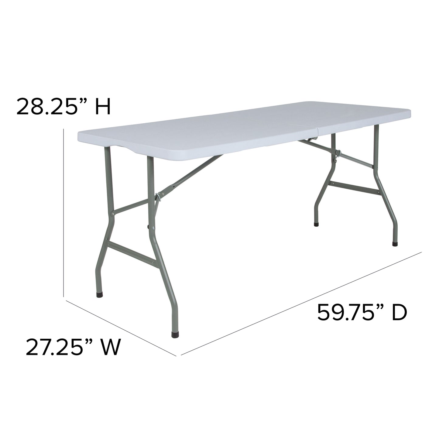 Kathryn 4.97-Foot Bi-Fold Granite White Plastic Folding Table Granite White