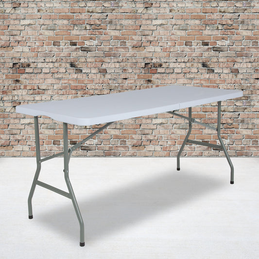 Kathryn 4.97-Foot Bi-Fold Granite White Plastic Folding Table Granite White