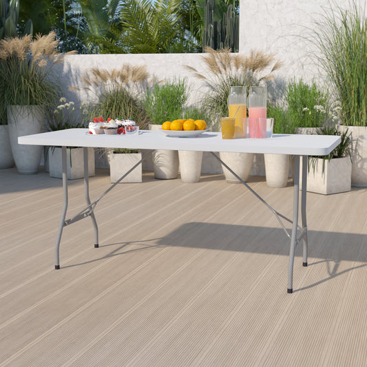 Kathryn 6-Foot Granite White Plastic Folding Table Granite White