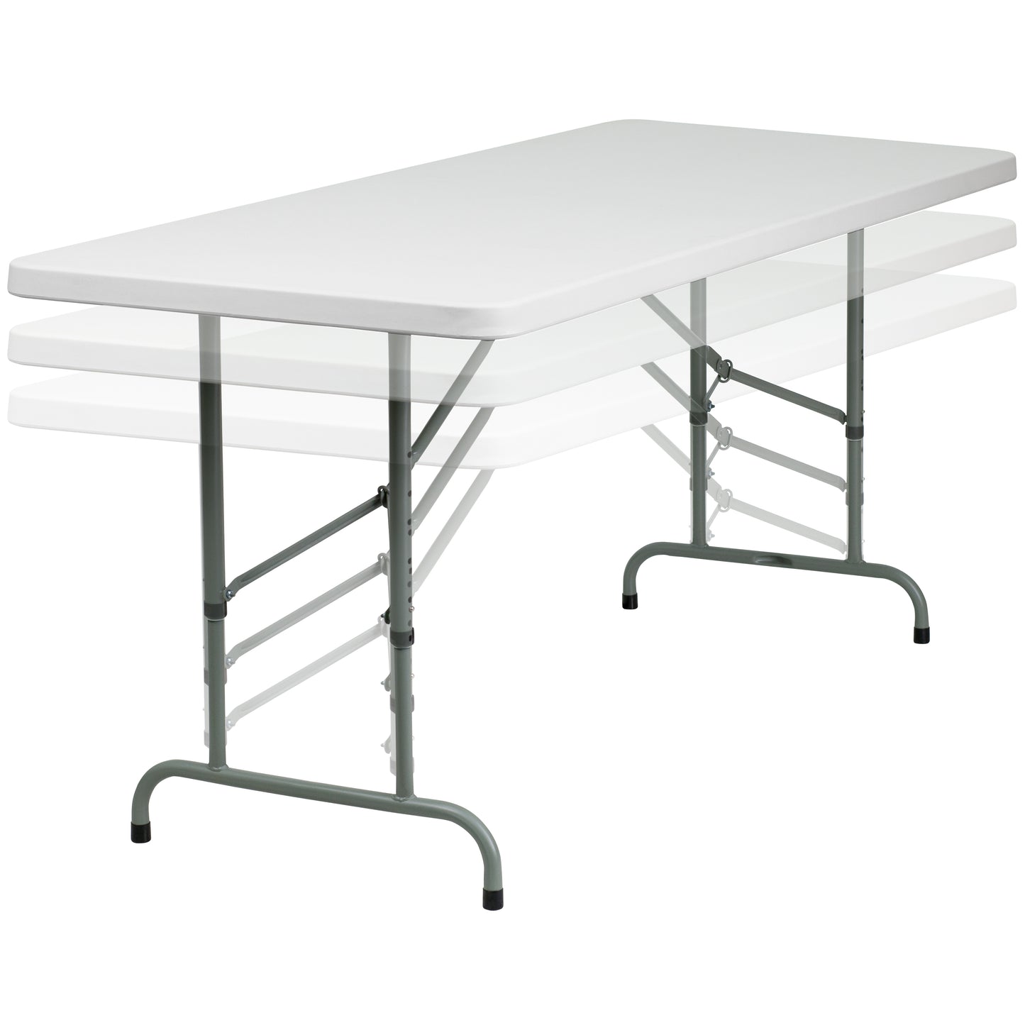 Kathryn 6-Foot Height Adjustable Granite White Plastic Folding Table Granite White RB-3072ADJ-GG