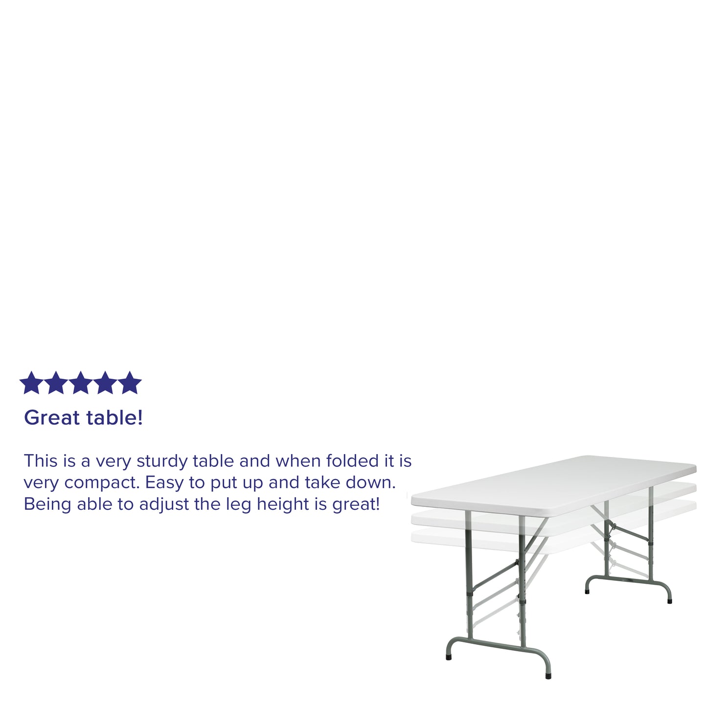 Kathryn 6-Foot Height Adjustable Granite White Plastic Folding Table Granite White RB-3072ADJ-GG