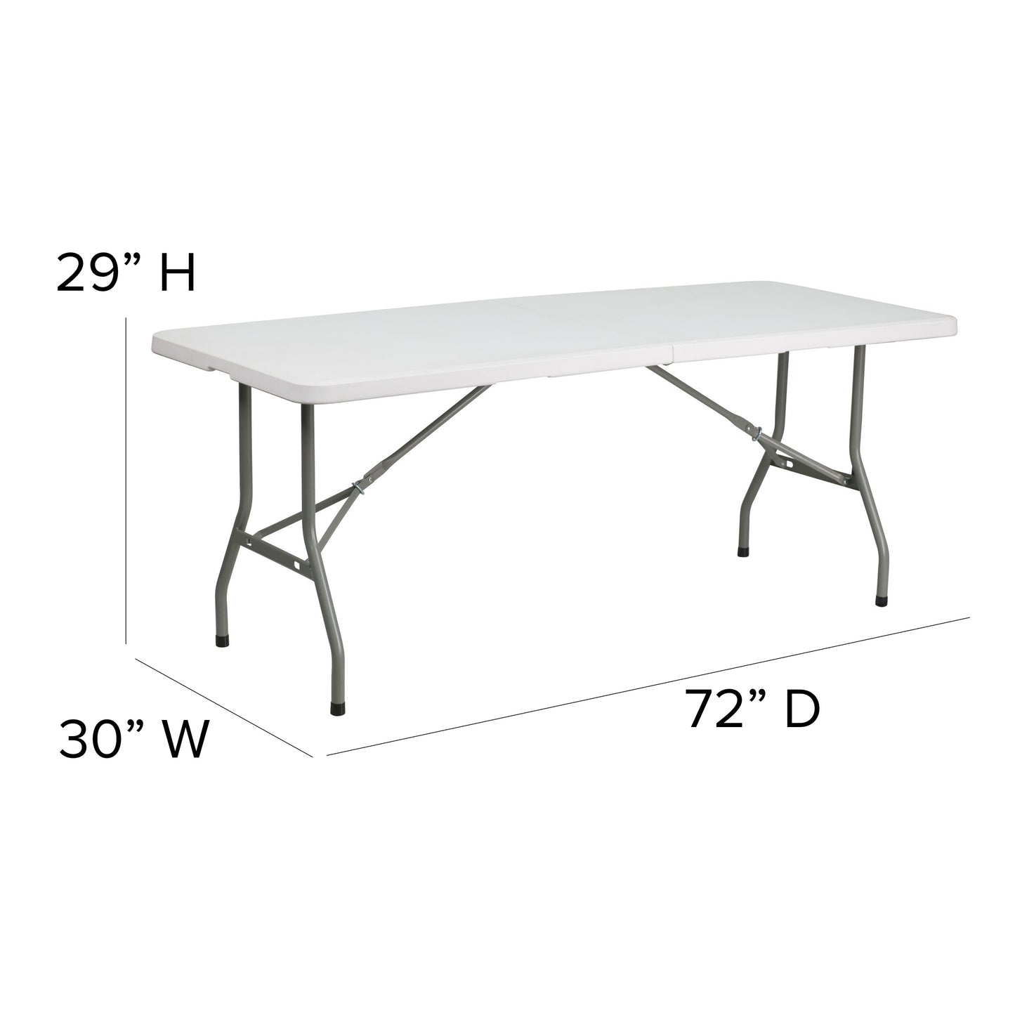 Kathryn 6-Foot Bi-Fold Granite White Plastic Folding Table Granite White