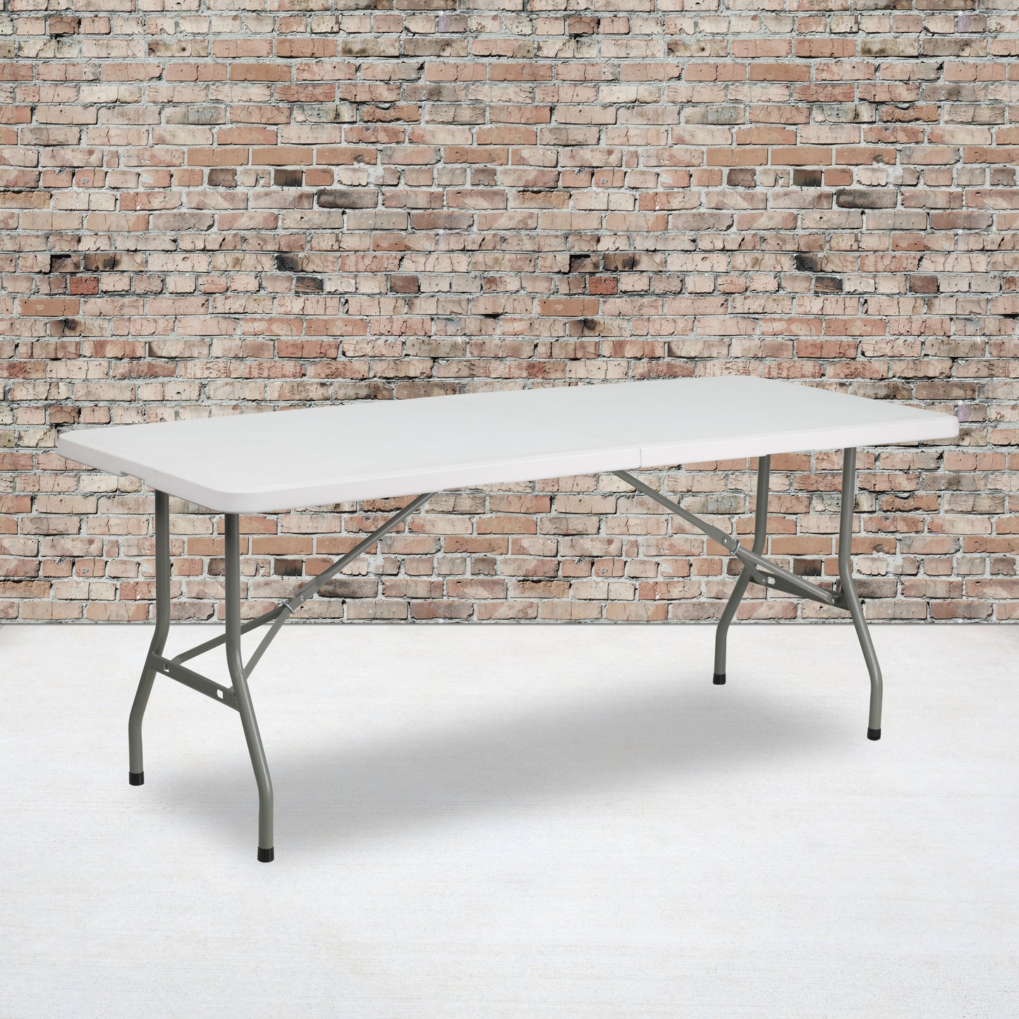 Kathryn 6-Foot Bi-Fold Granite White Plastic Folding Table Granite White