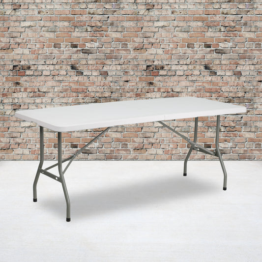 Kathryn 6-Foot Bi-Fold Granite White Plastic Folding Table Granite White