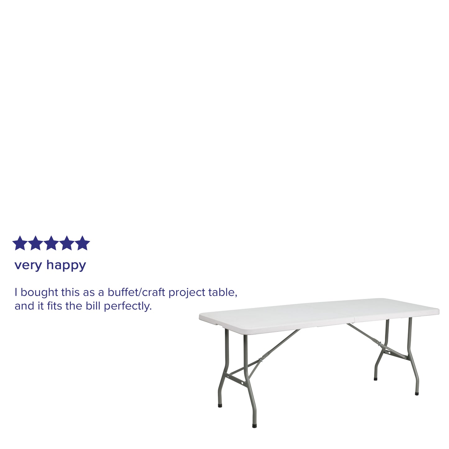Kathryn 6-Foot Bi-Fold Granite White Plastic Folding Table Granite White