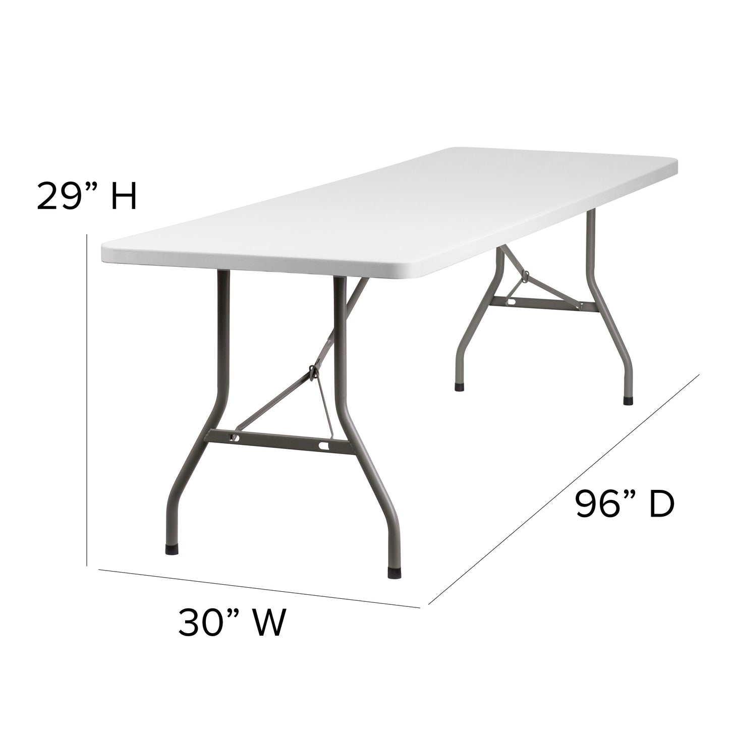 Kathryn 8-Foot Granite White Plastic Folding Table Granite White