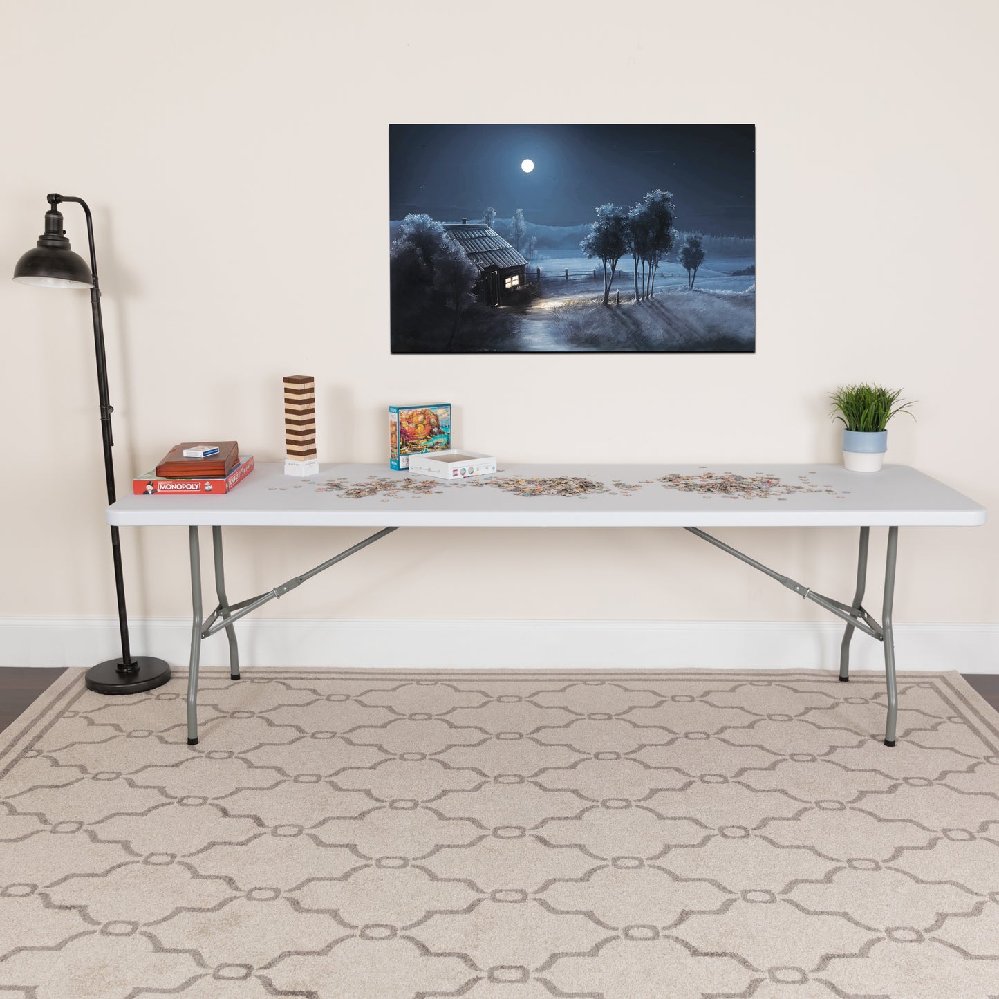 Kathryn 8-Foot Granite White Plastic Folding Table Granite White
