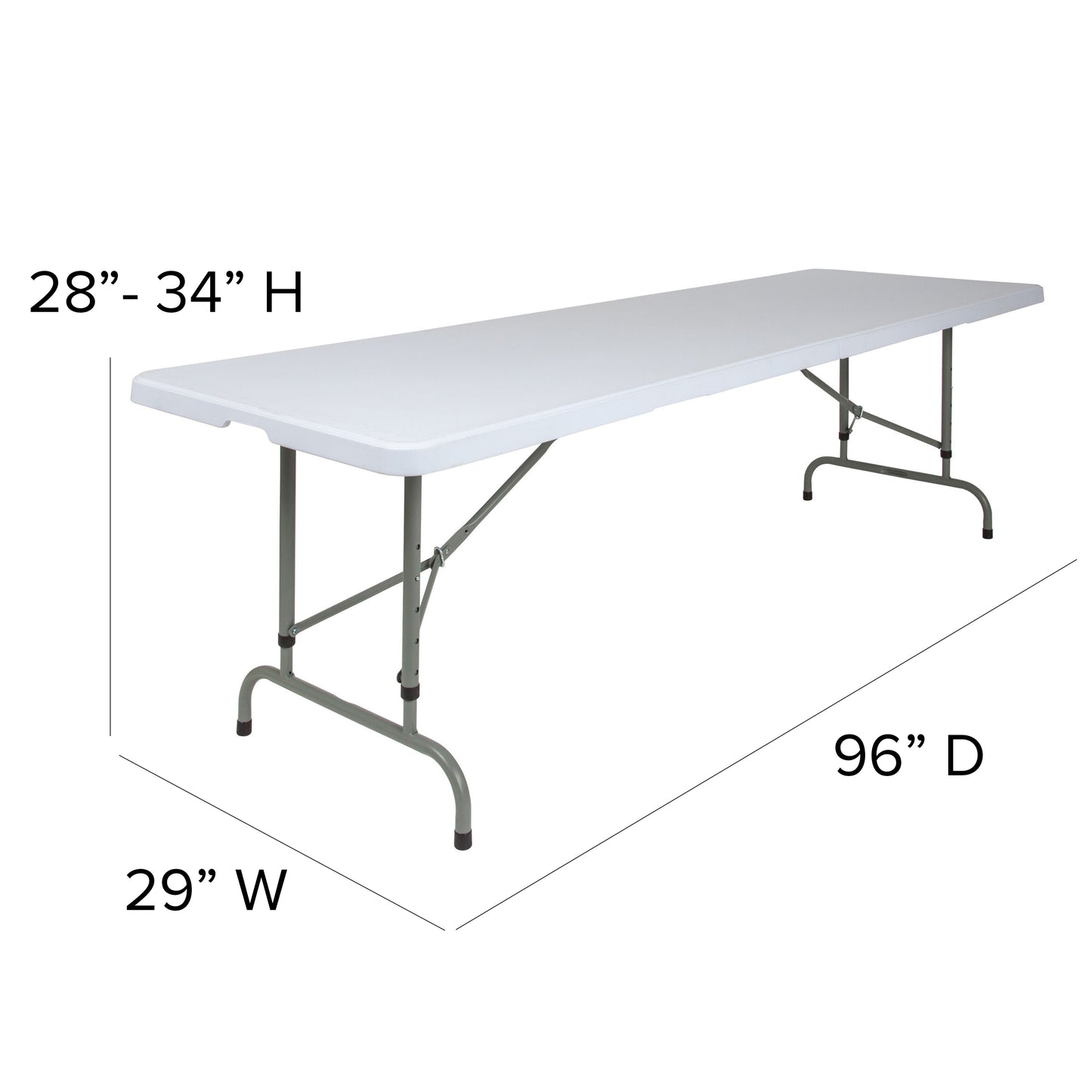 Kathryn 8-Foot Height Adjustable Granite White Plastic Folding Table Granite White RB-3096ADJ-GG