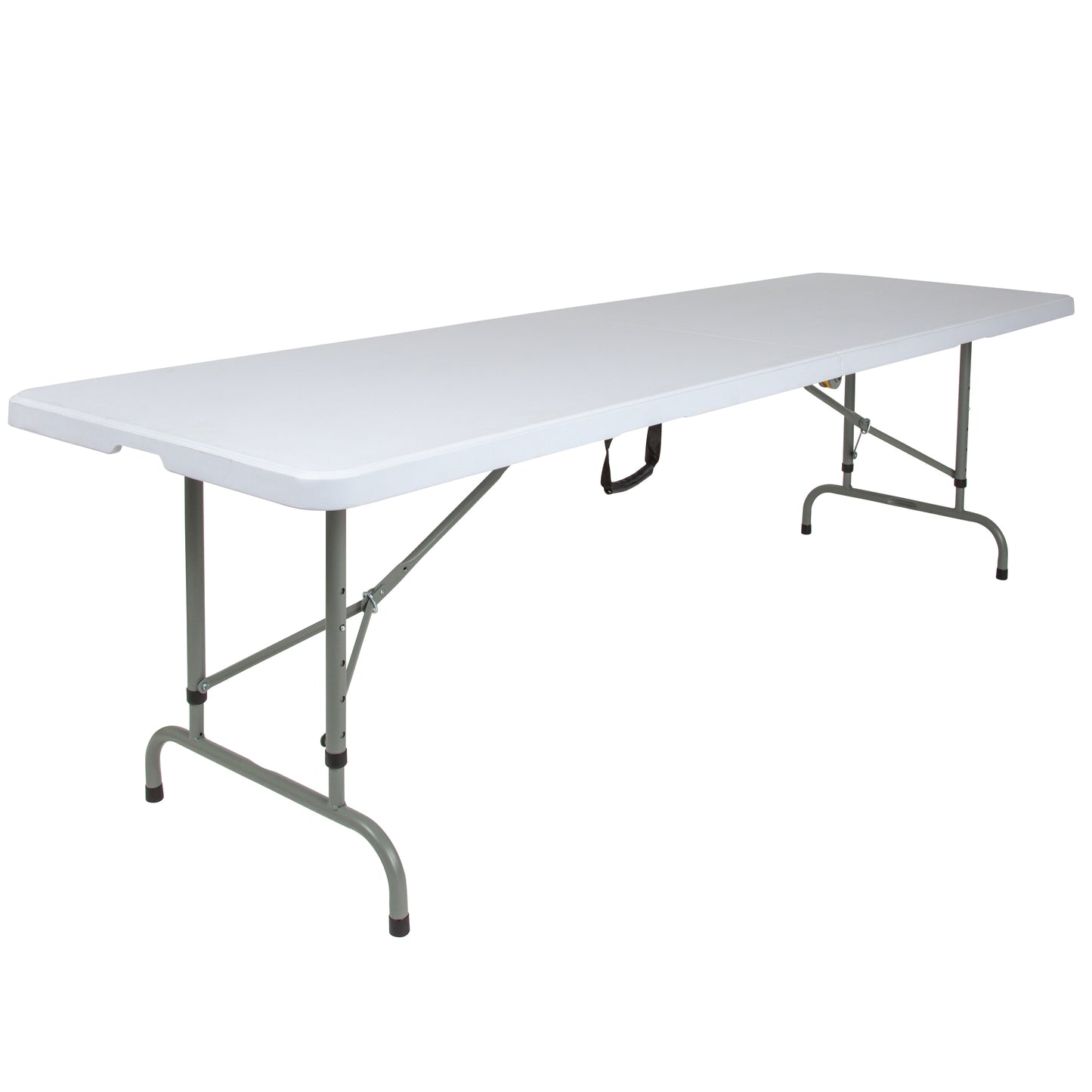 Kathryn 8-Foot Height Adjustable Bi-Fold Granite White Plastic Banquet and Event Folding Table with Carrying Handle Granite White