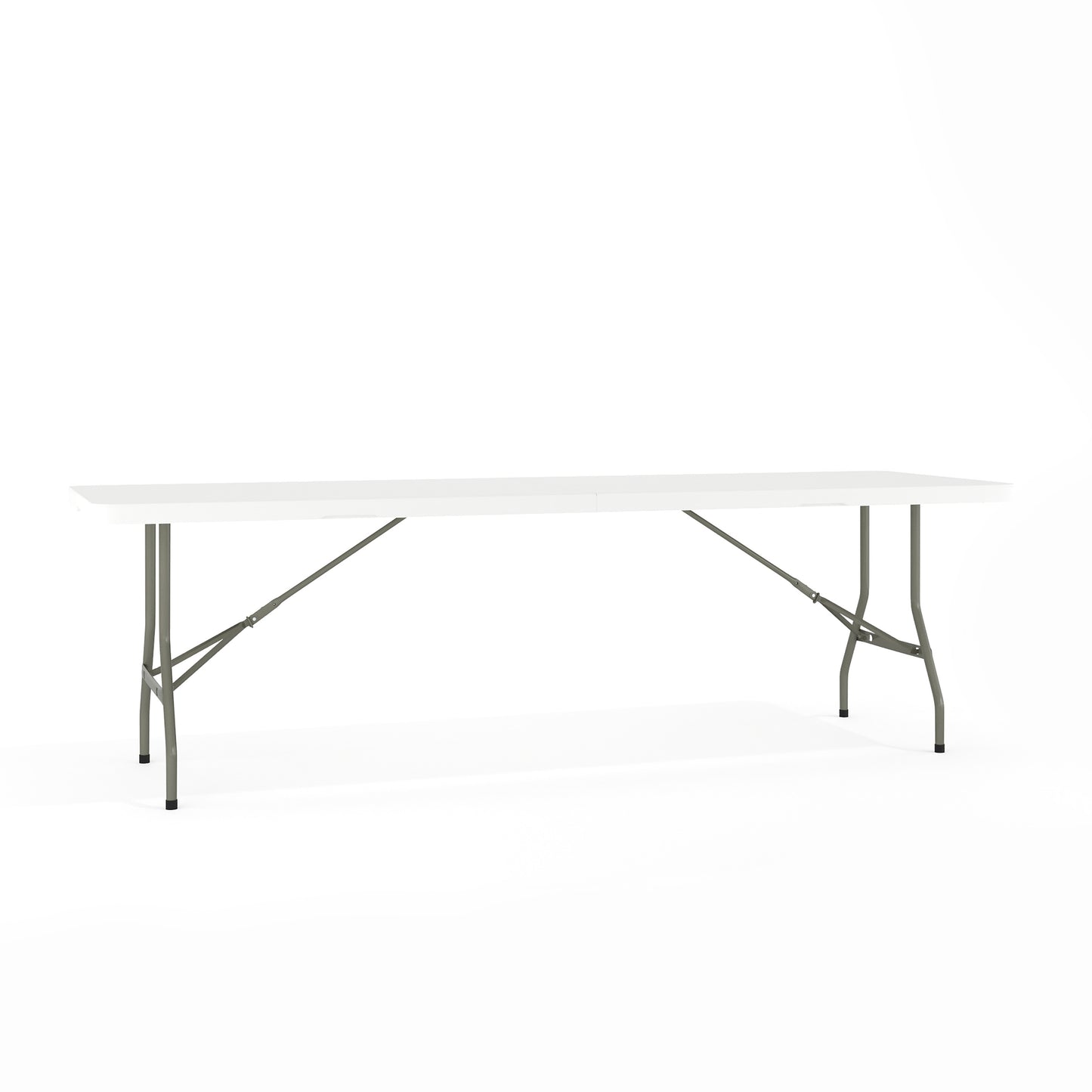 Kathryn 8-Foot Bi-Fold Granite White Plastic Banquet and Event Folding Table with Carrying Handle Granite White RB-3096FH-GG
