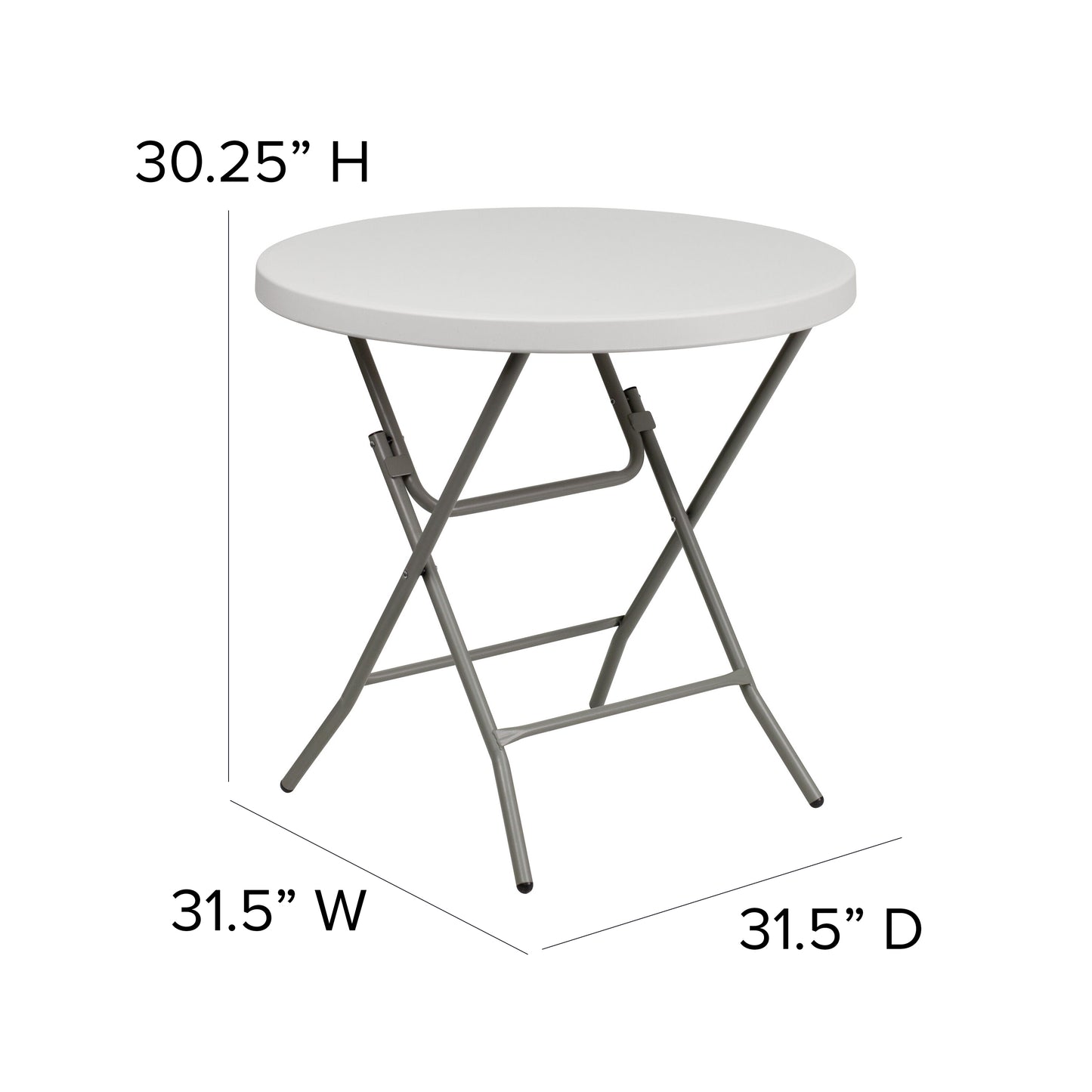 Kathryn 2.63-Foot Round Granite White Plastic Folding Table Granite White
