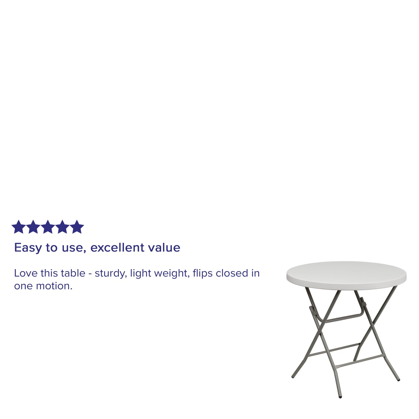 Kathryn 2.63-Foot Round Granite White Plastic Folding Table Granite White