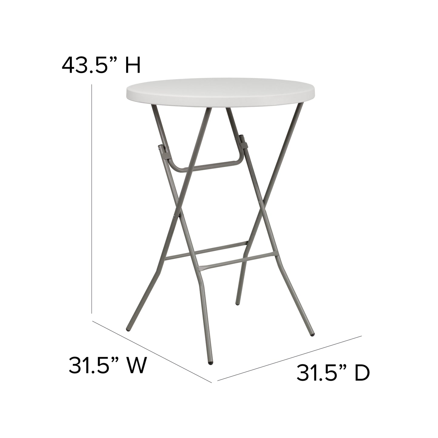 Kathryn 2.63-Foot Round Granite White Plastic Bar Height Folding Table Granite White RB-32RB-BAR-GW-GG