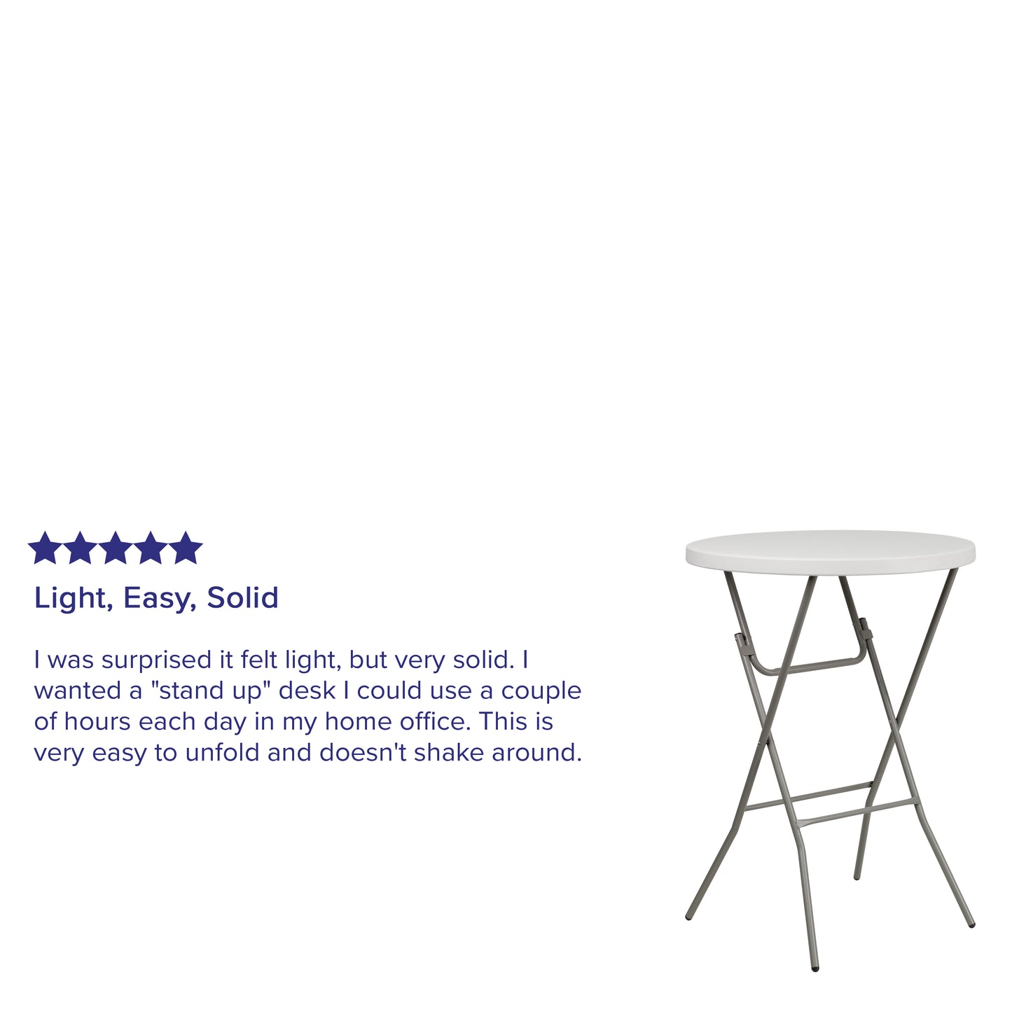 Kathryn 2.63-Foot Round Granite White Plastic Bar Height Folding Table Granite White RB-32RB-BAR-GW-GG