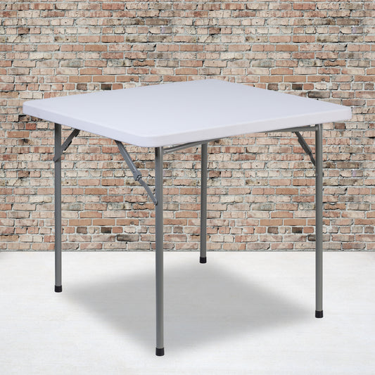 Kathryn 2.81-Foot Square Granite White Plastic Folding Table Granite White