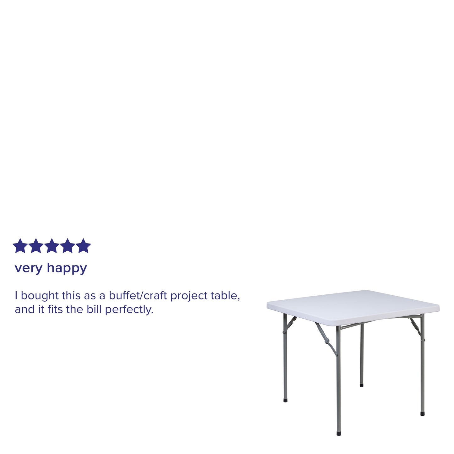 Kathryn 2.81-Foot Square Granite White Plastic Folding Table Granite White RB-3434-GG
