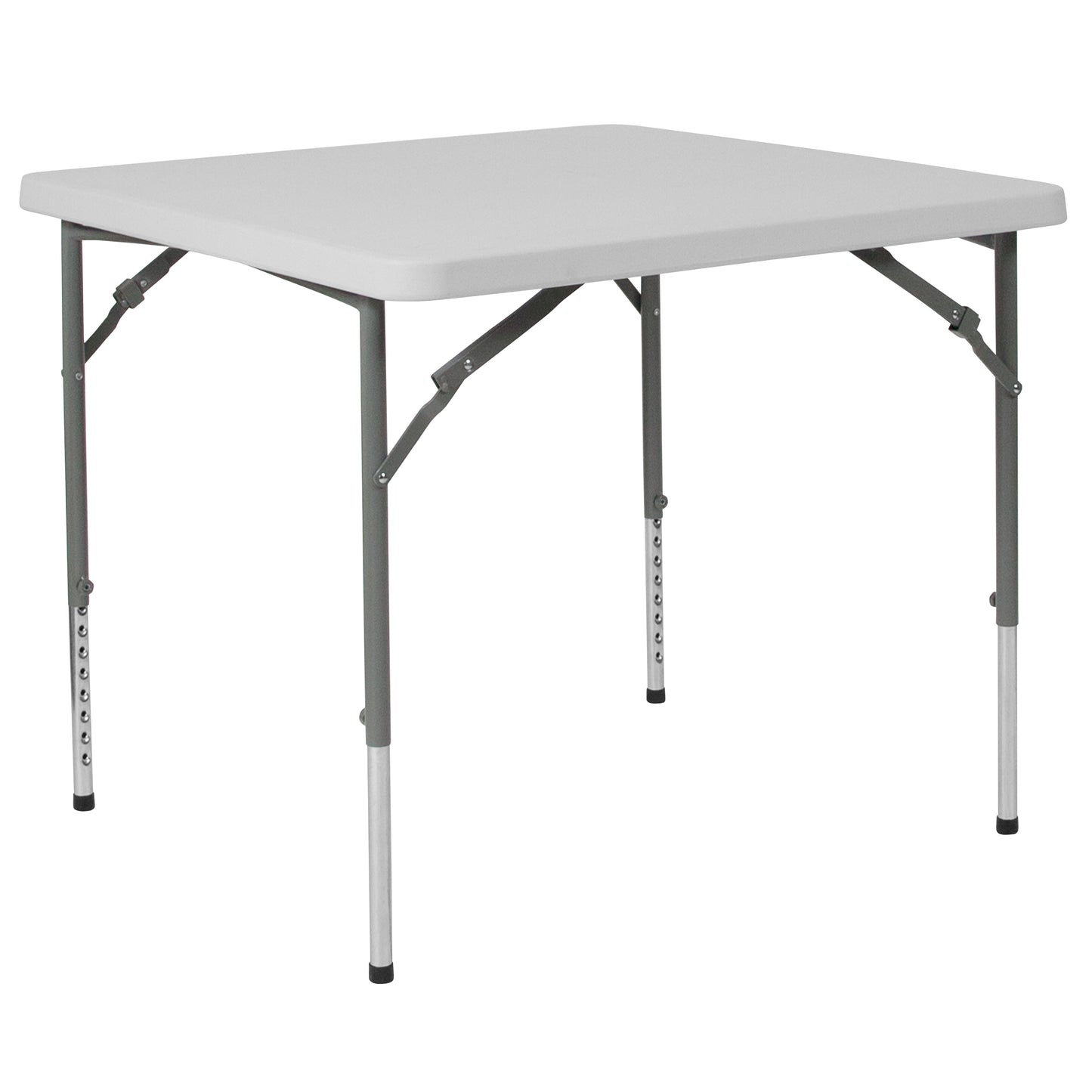 Kathryn 2.79-Foot Square Height Adjustable Granite White Plastic Folding Table Granite White