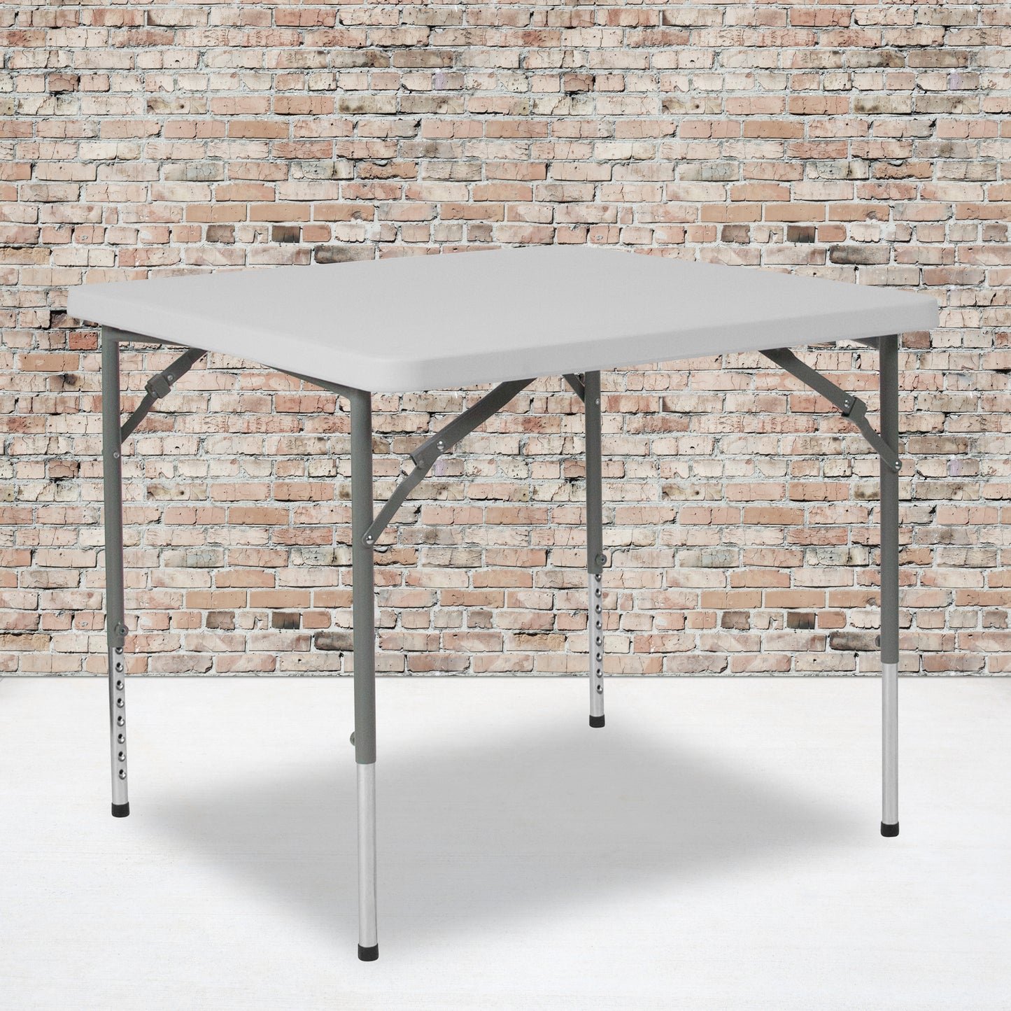 Kathryn 2.79-Foot Square Height Adjustable Granite White Plastic Folding Table Granite White