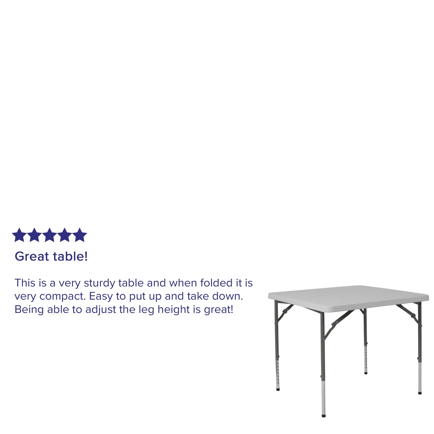 Kathryn 2.79-Foot Square Height Adjustable Granite White Plastic Folding Table Granite White