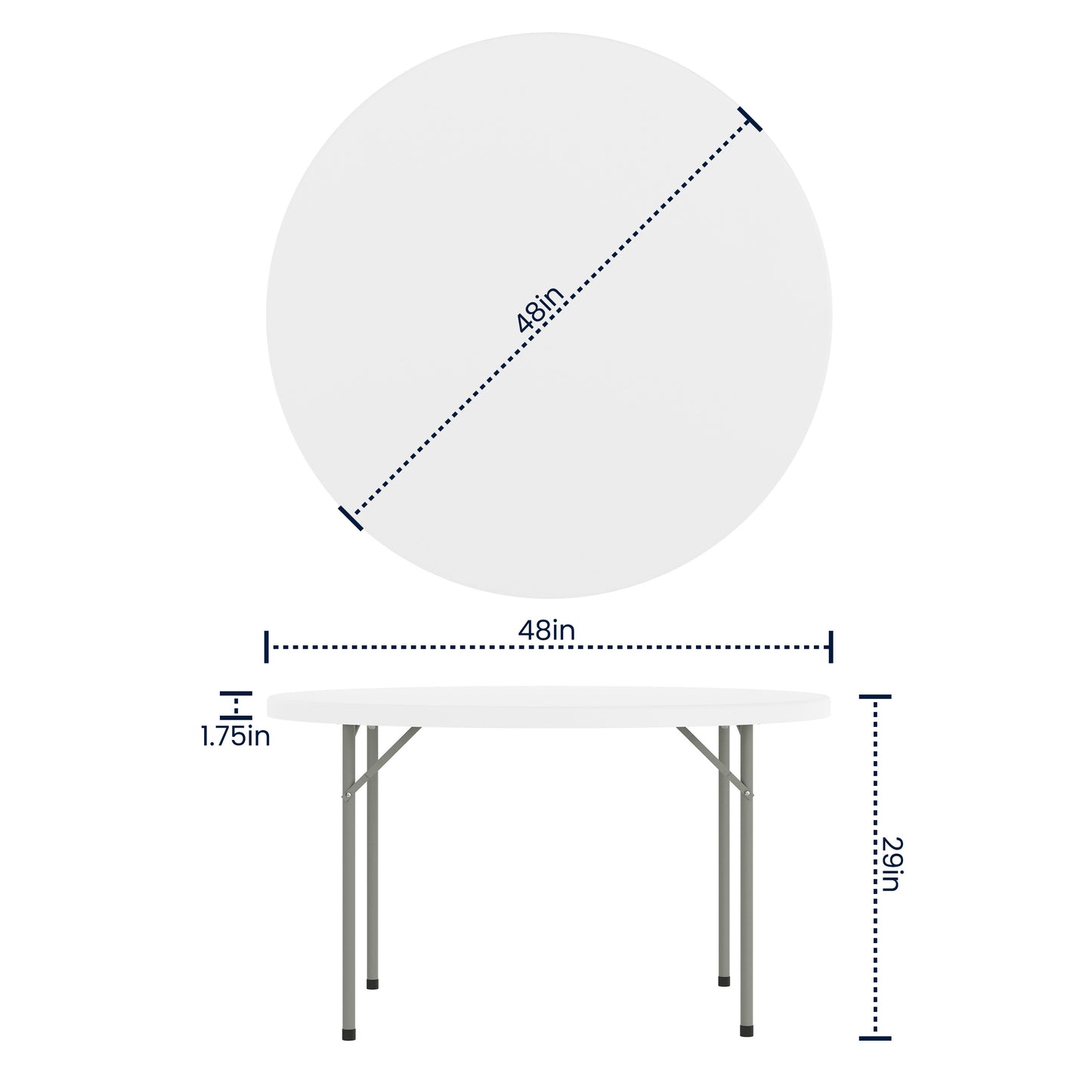 Kathryn 4-Foot Round Granite White Plastic Folding Table Granite White RB-48R-GG