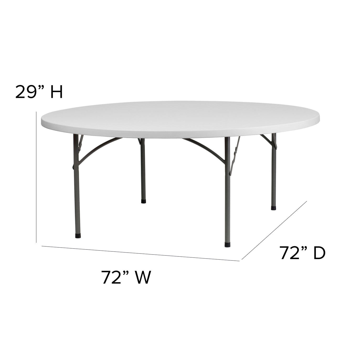 Kathryn 6-Foot Round Granite White Plastic Folding Table Granite White RB-72R-GG