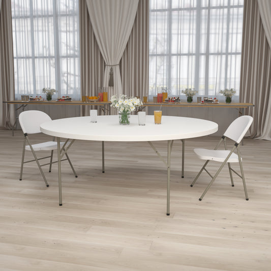 Kathryn 6-Foot Round Granite White Plastic Folding Table Granite White