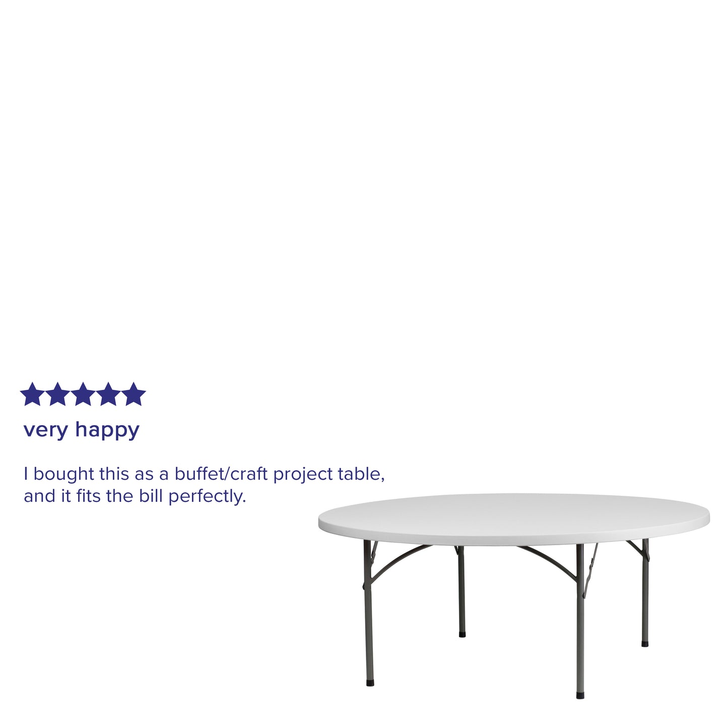 Kathryn 6-Foot Round Granite White Plastic Folding Table Granite White RB-72R-GG