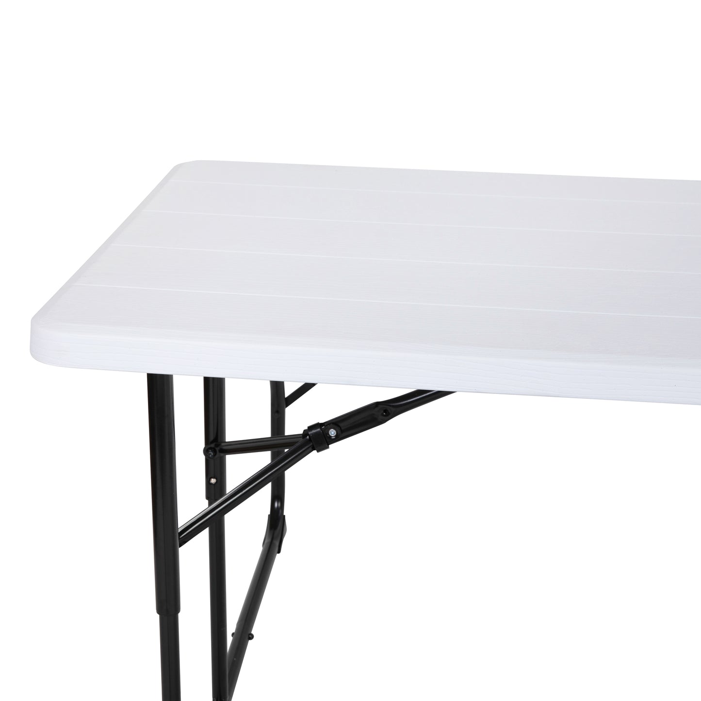 Insta-Fold White Wood Grain Folding Picnic Table and Benches - 4.5 Foot Folding Table White
