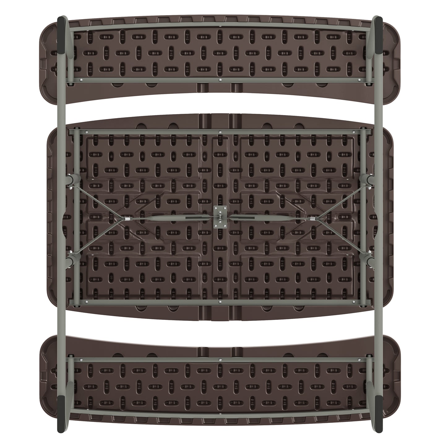 Paige Easy-Fold Brown Folding Plastic Kids Outdoor Picnic Table and Benches - Commercial Grade - Seating for 4 Kids Brown