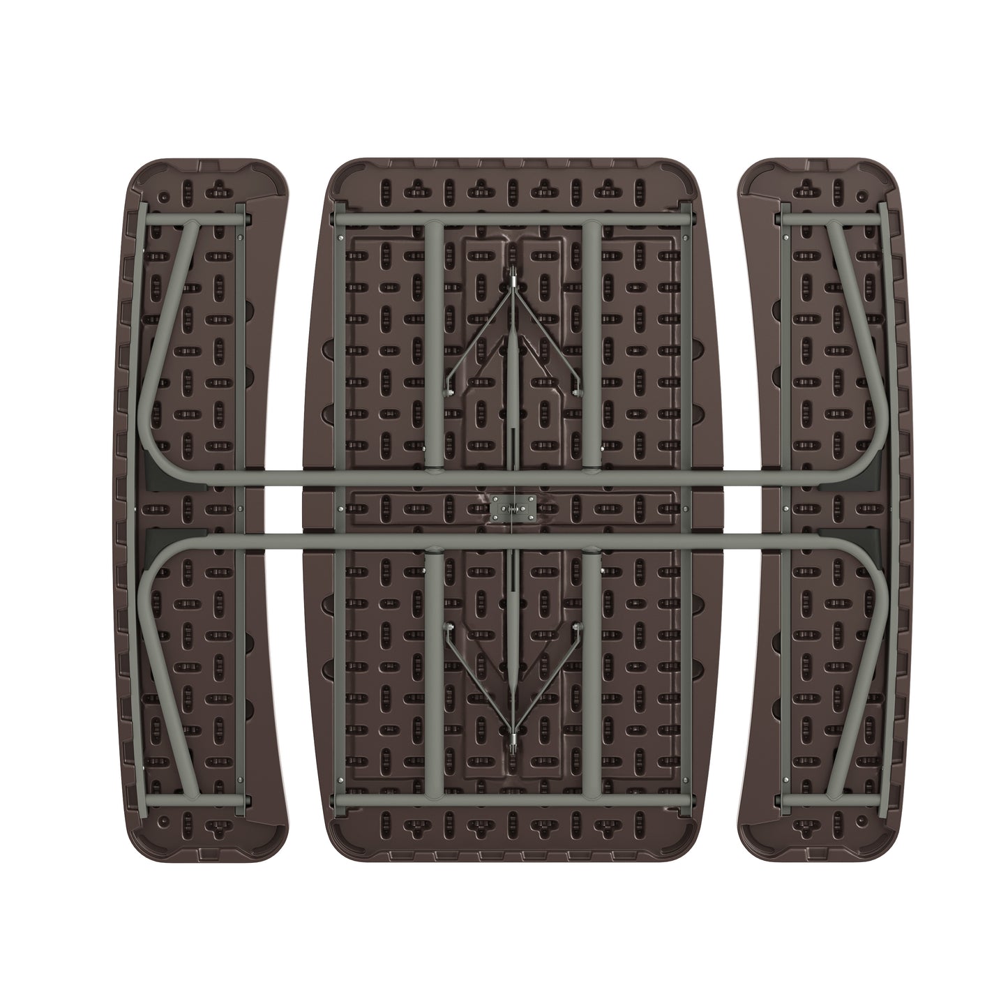 Paige Easy-Fold Brown Folding Plastic Kids Outdoor Picnic Table and Benches - Commercial Grade - Seating for 4 Kids Brown