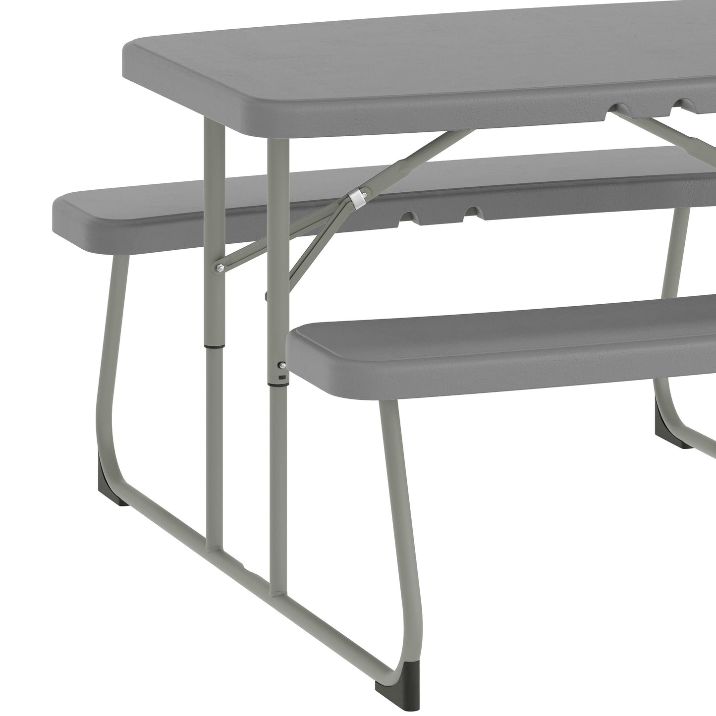 Paige Easy-Fold Gray Folding Plastic Kids Outdoor Picnic Table and Benches - Commercial Grade - Seating for 4 Kids Gray