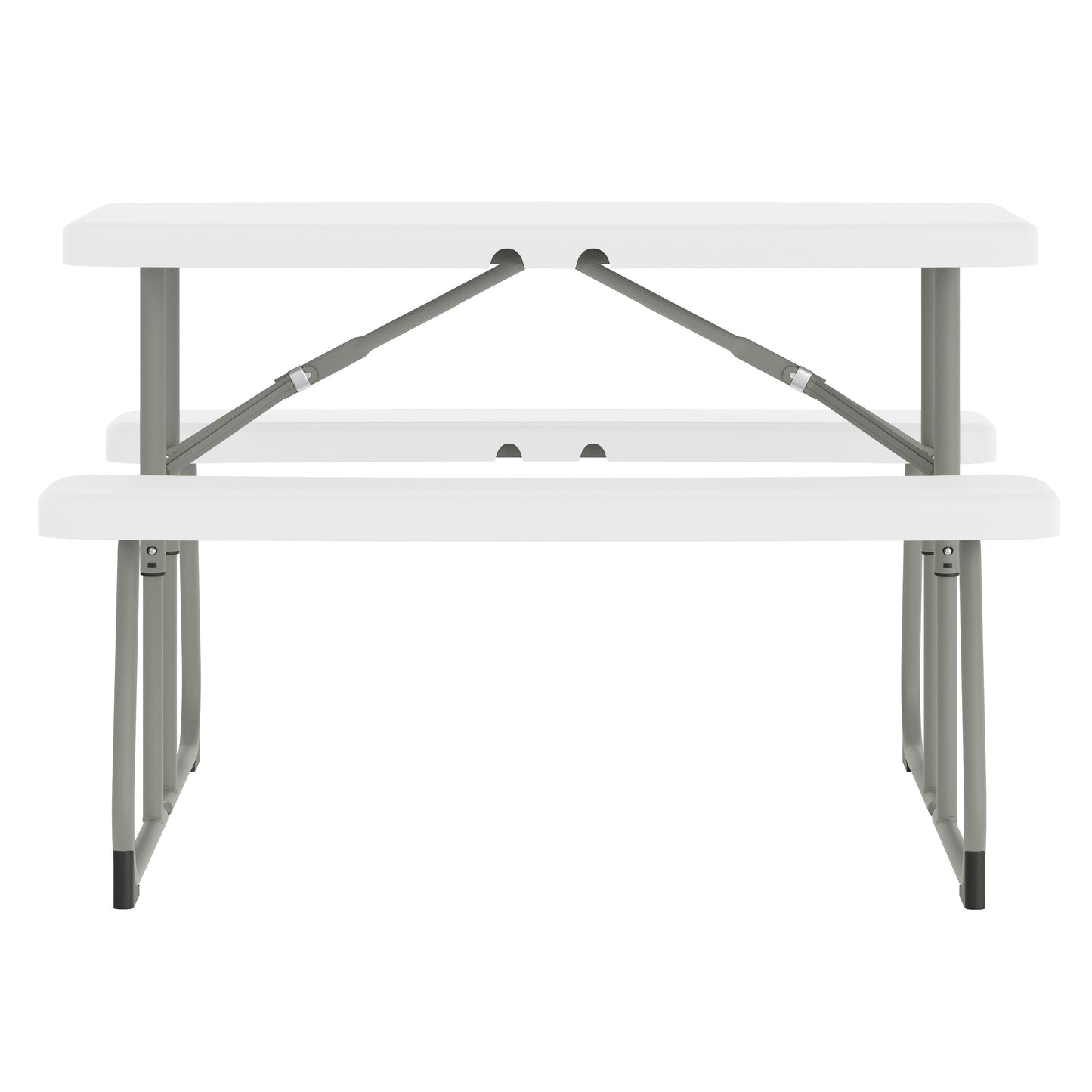Paige Easy-Fold White Folding Plastic Kids Outdoor Picnic Table and Benches - Commercial Grade - Seating for 4 Kids White