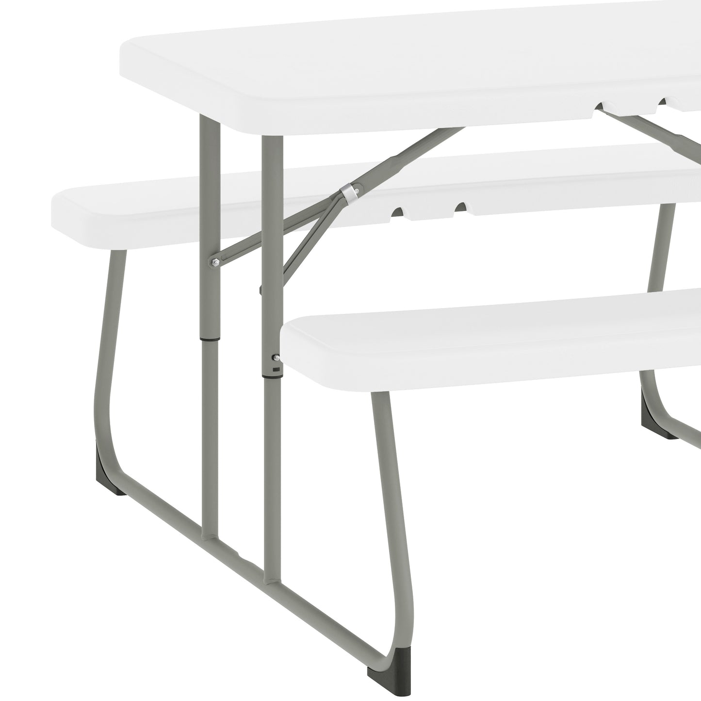Paige Easy-Fold White Folding Plastic Kids Outdoor Picnic Table and Benches - Commercial Grade - Seating for 4 Kids White