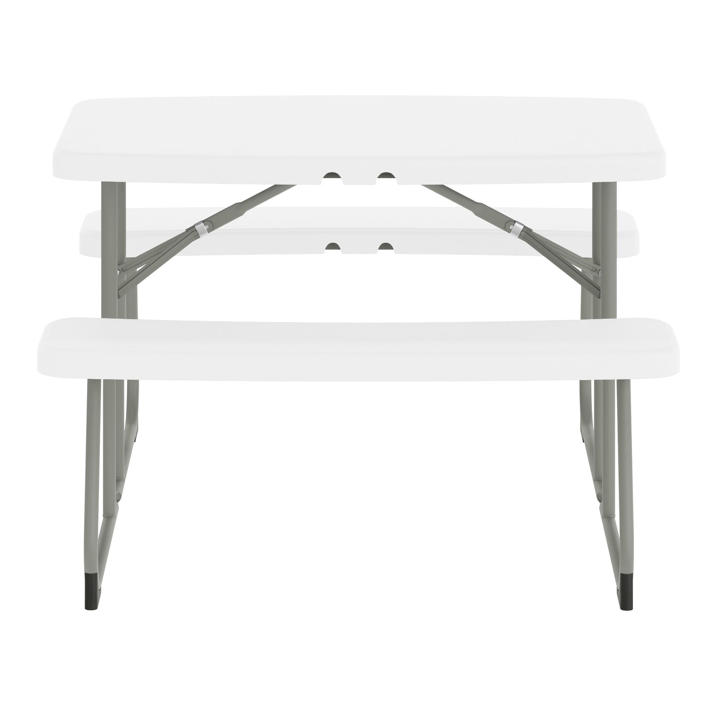 Paige Easy-Fold White Folding Plastic Kids Outdoor Picnic Table and Benches - Commercial Grade - Seating for 4 Kids White