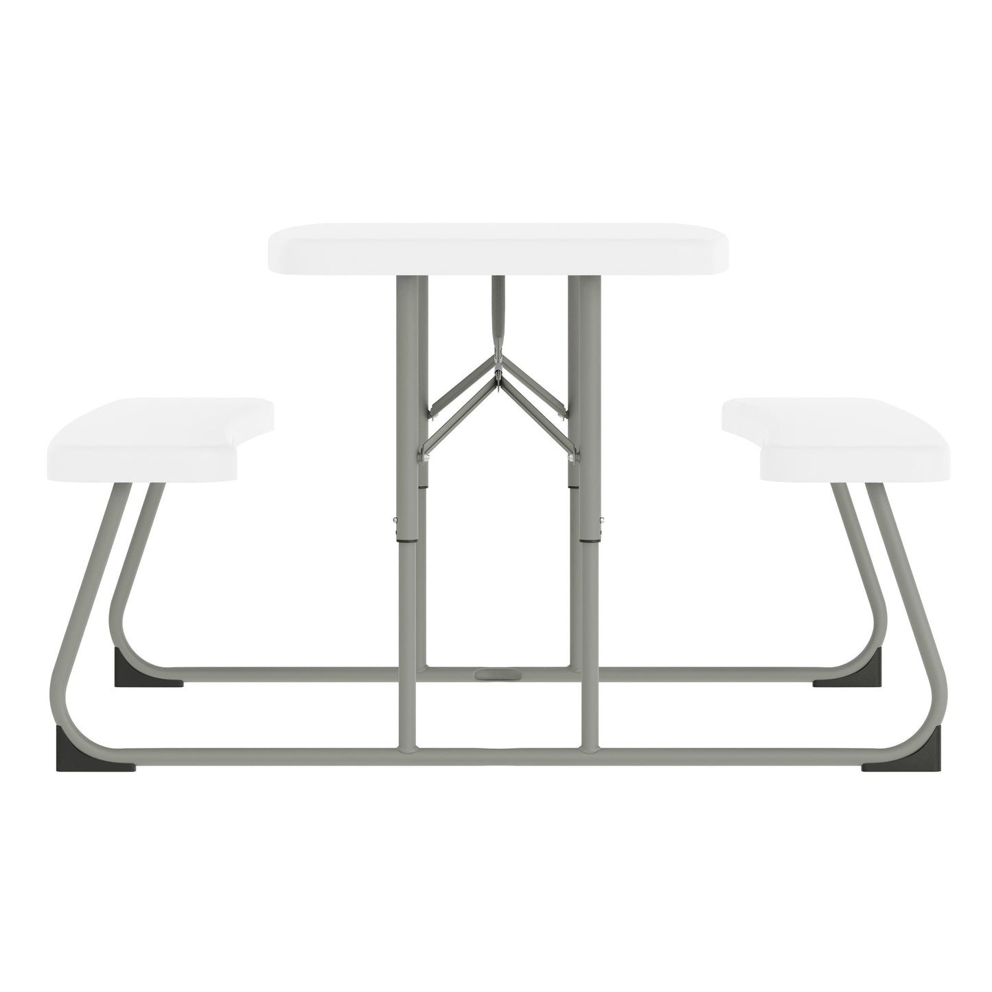 Paige Easy-Fold White Folding Plastic Kids Outdoor Picnic Table and Benches - Commercial Grade - Seating for 4 Kids White