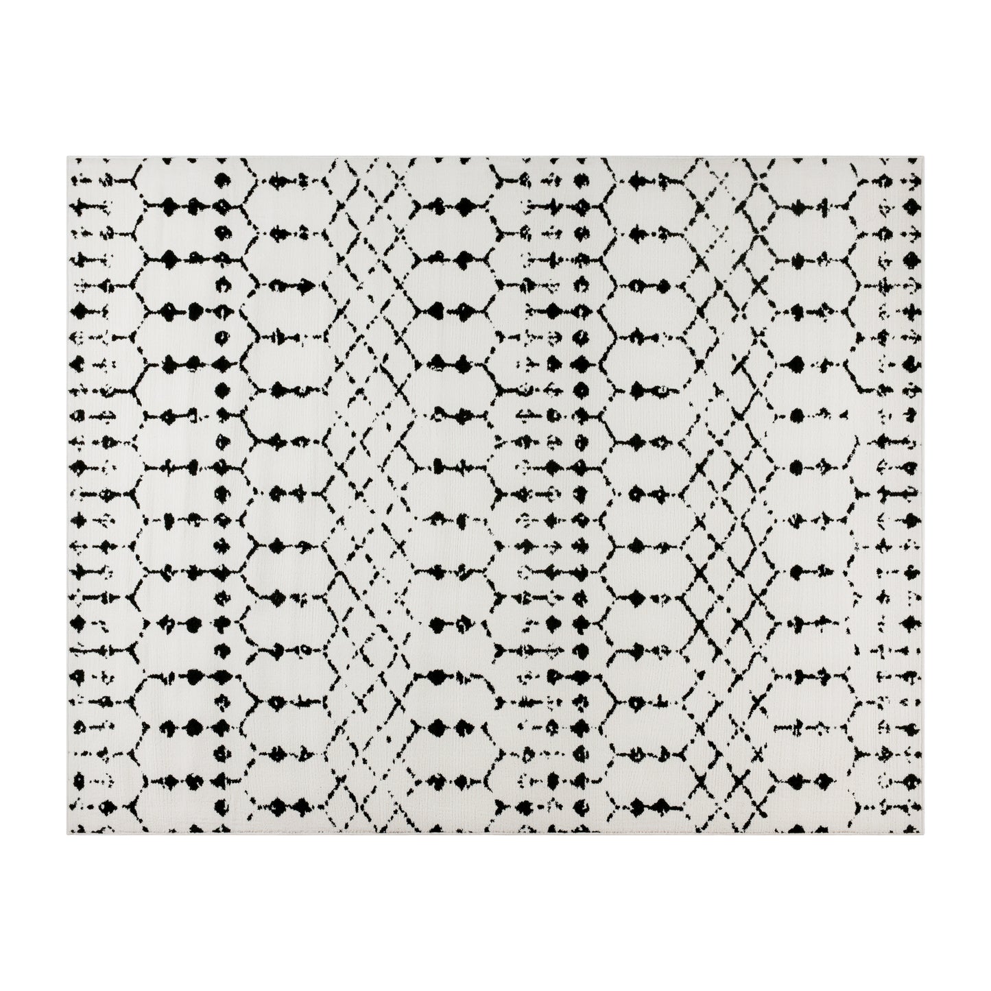 Beth Geometric Bohemian Low Pile Rug - 8' x 10' - Ivory/Black Ivory/Black
