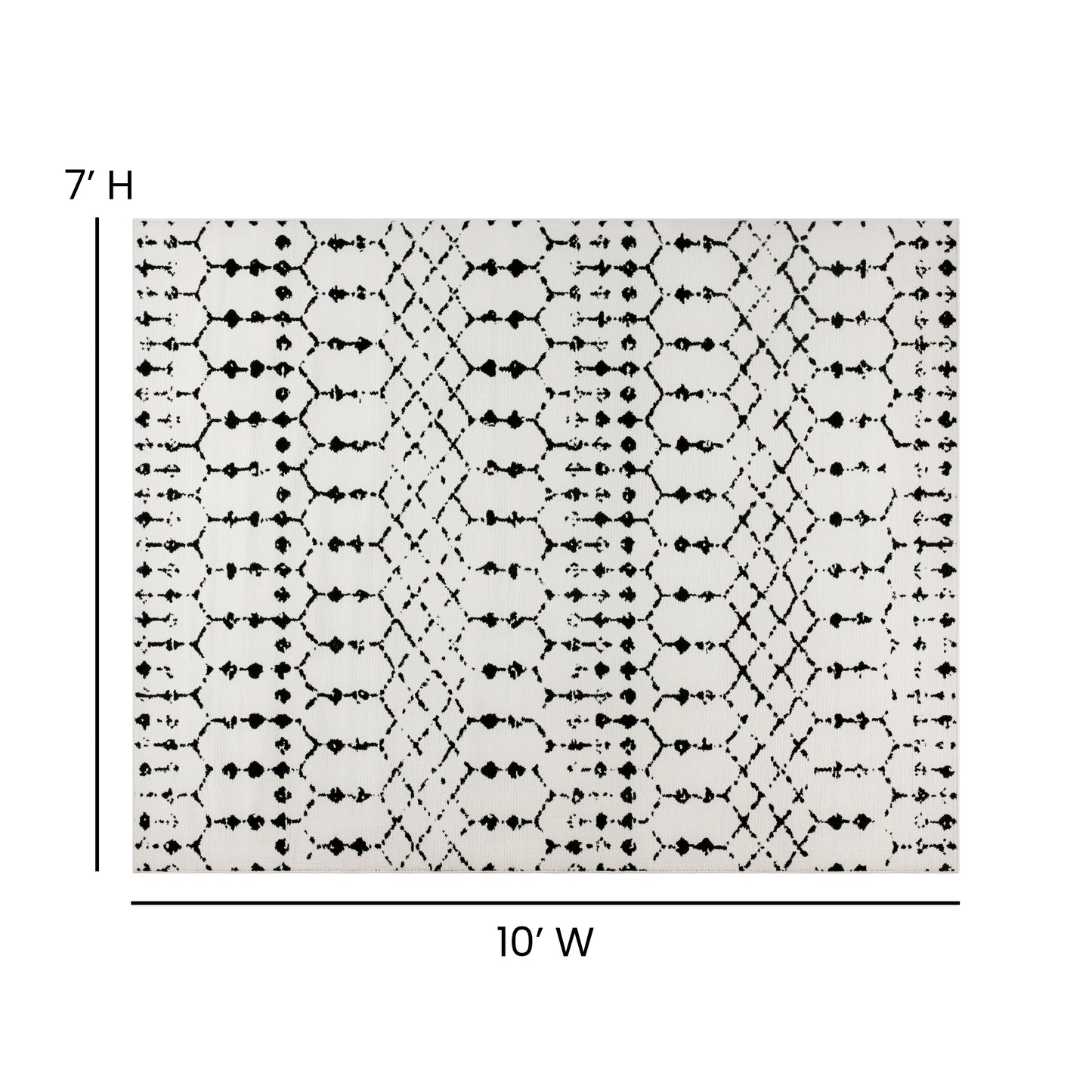Beth Geometric Bohemian Low Pile Rug - 8' x 10' - Ivory/Black Ivory/Black