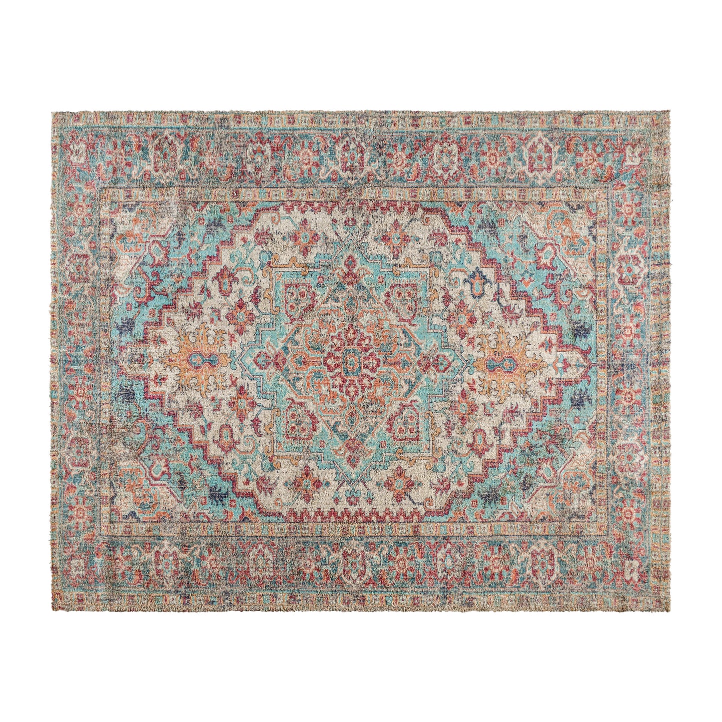Katherine Distressed Vintage Medallion Area Rug - 8' x 10' - Blue Multi Polyester Blue Multi RC-EG-202101-01-810-BL-GG