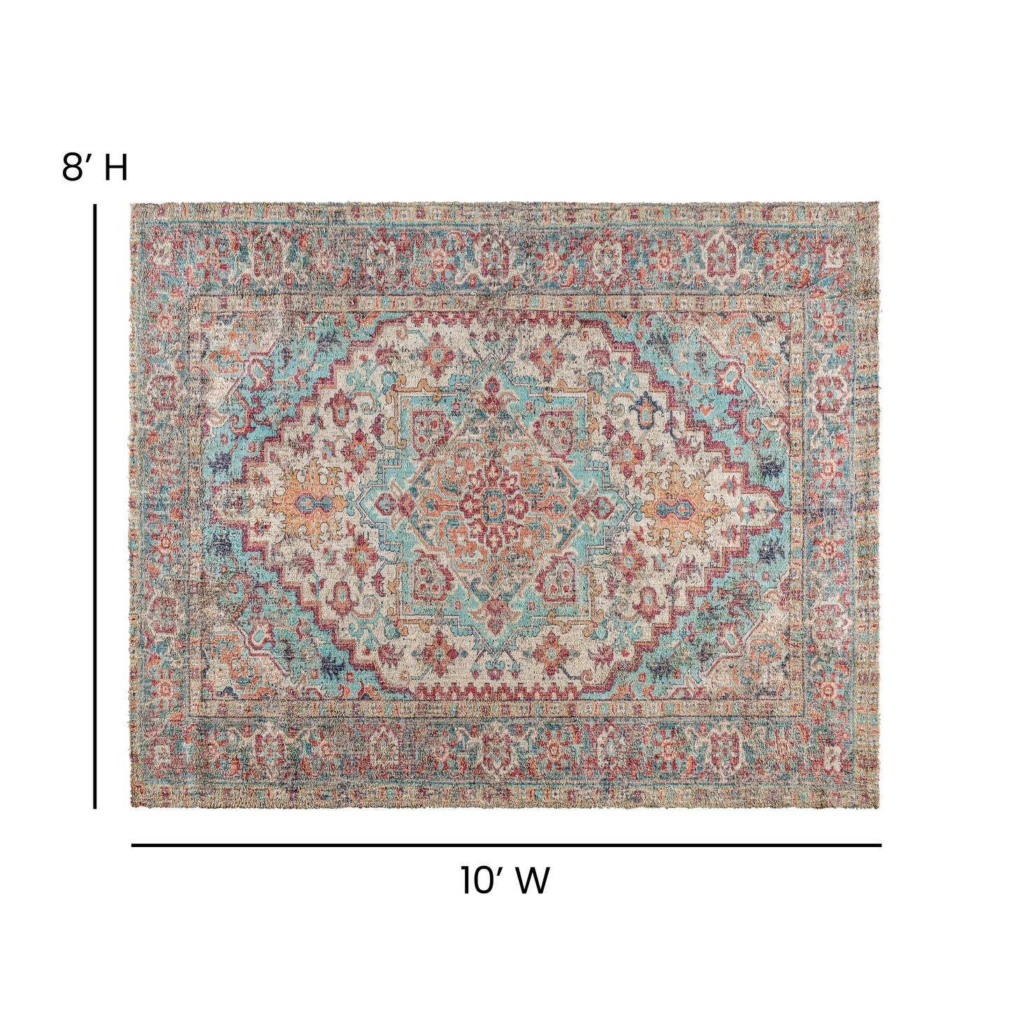 Katherine Distressed Vintage Medallion Area Rug - 8' x 10' - Blue Multi Polyester Blue Multi RC-EG-202101-01-810-BL-GG