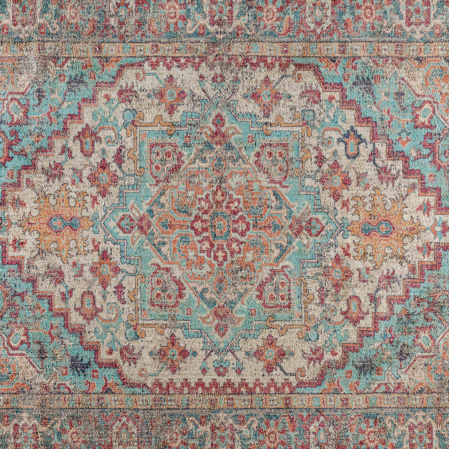 Katherine Distressed Vintage Medallion Area Rug - 8' x 10' - Blue Multi Polyester Blue Multi RC-EG-202101-01-810-BL-GG