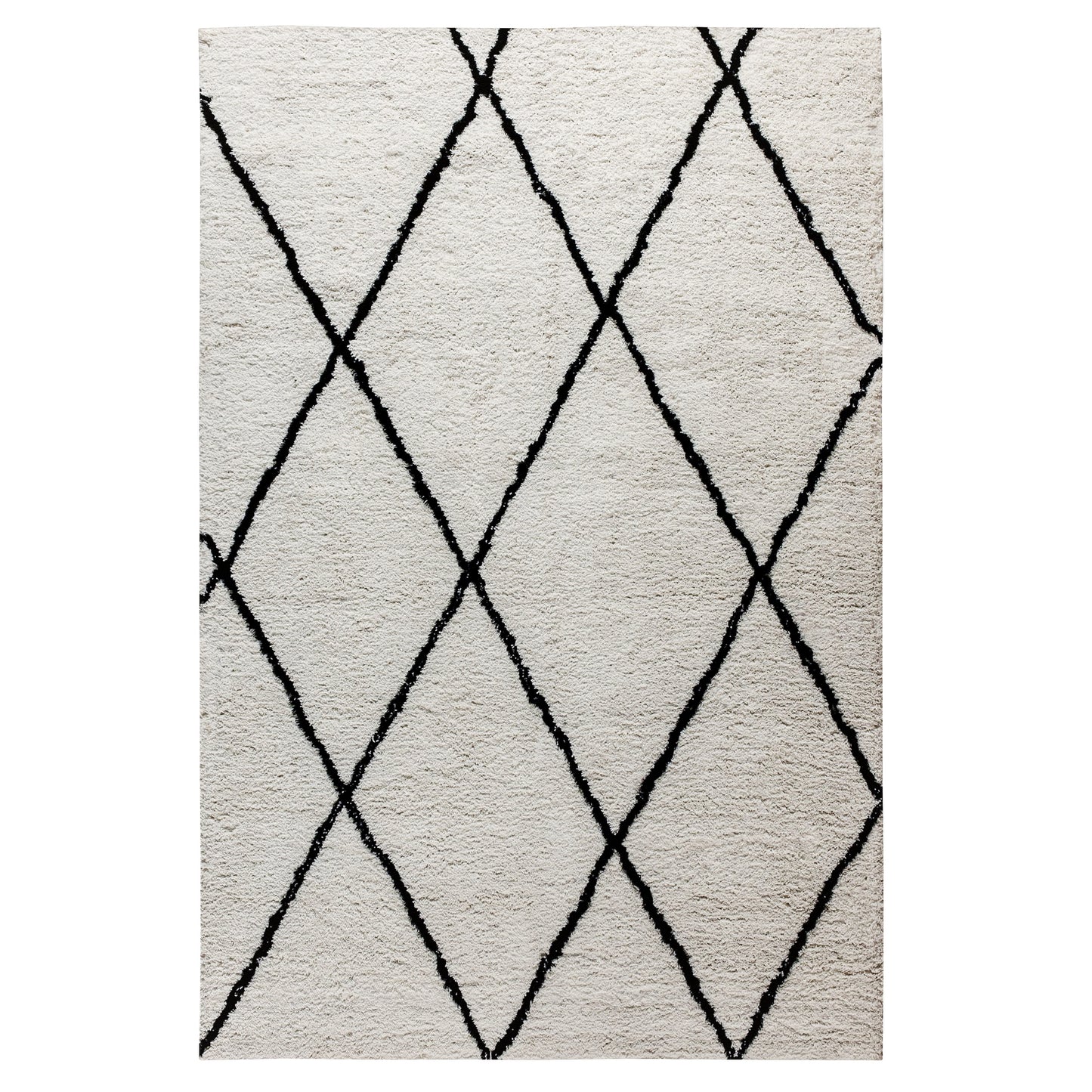 Roxy Shag Style Diamond Trellis Area Rug - 5' x 7' - Ivory Ivory/Black