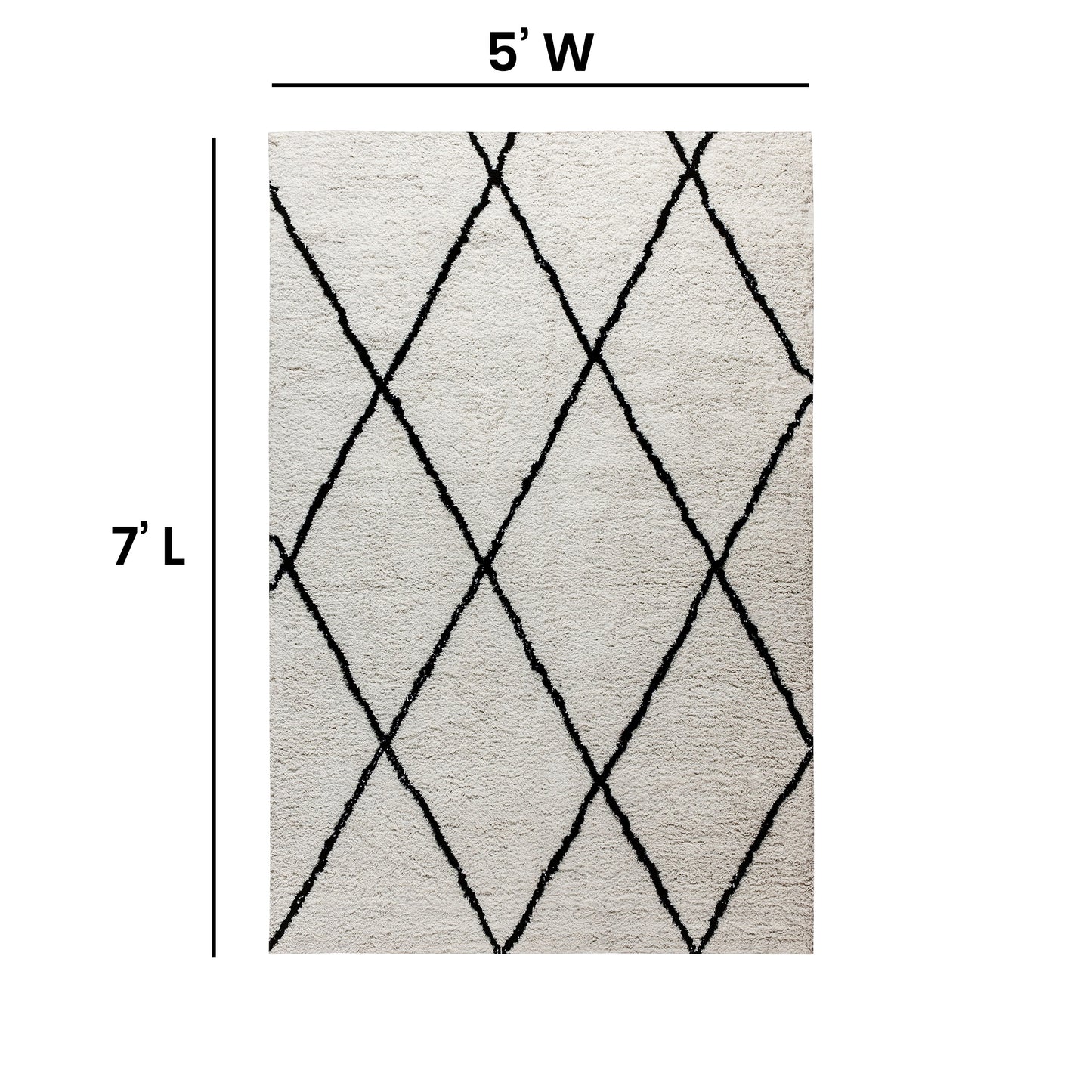 Roxy Shag Style Diamond Trellis Area Rug - 5' x 7' - Ivory Ivory/Black