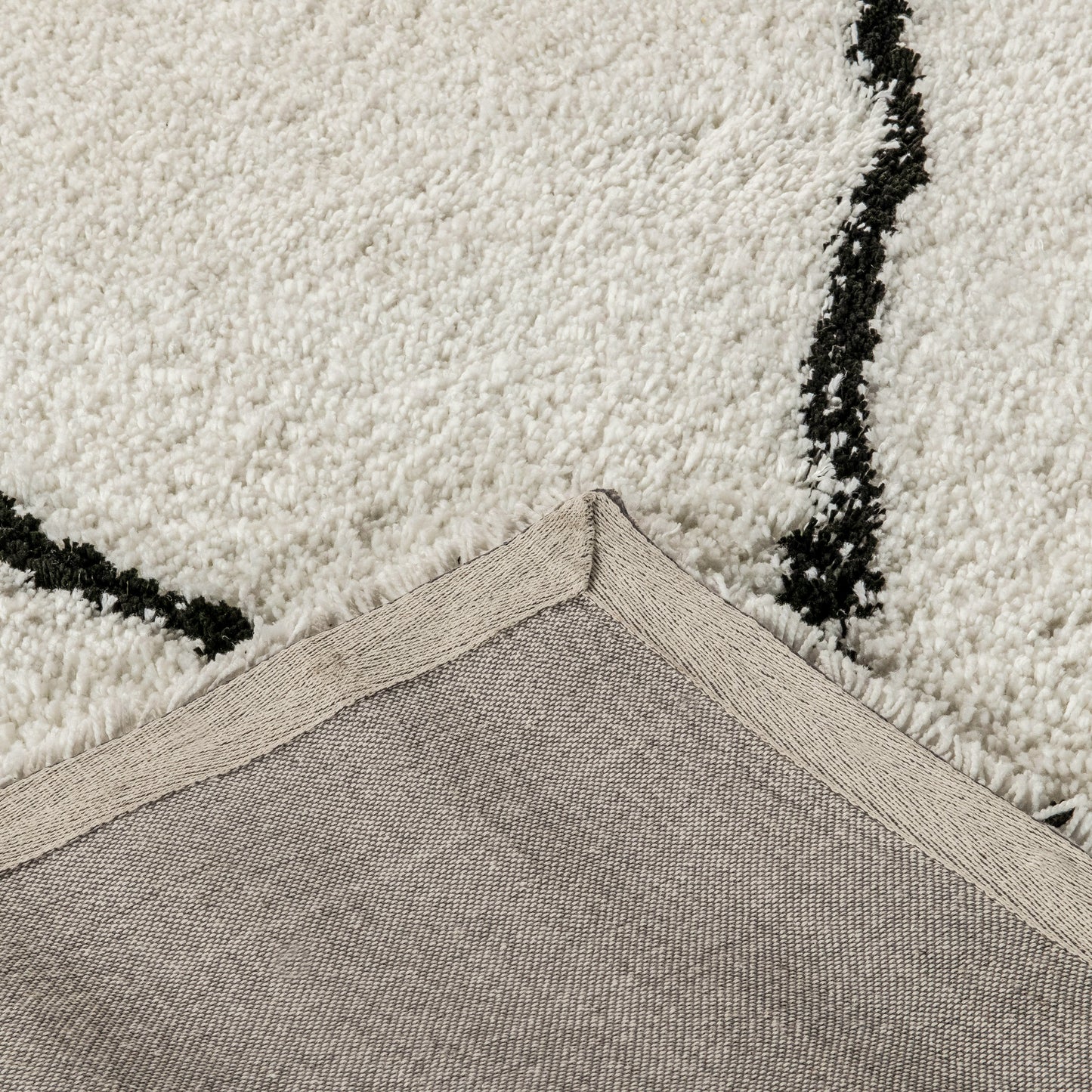 Roxy Shag Style Diamond Trellis Area Rug - 5' x 7' - Ivory Ivory/Black