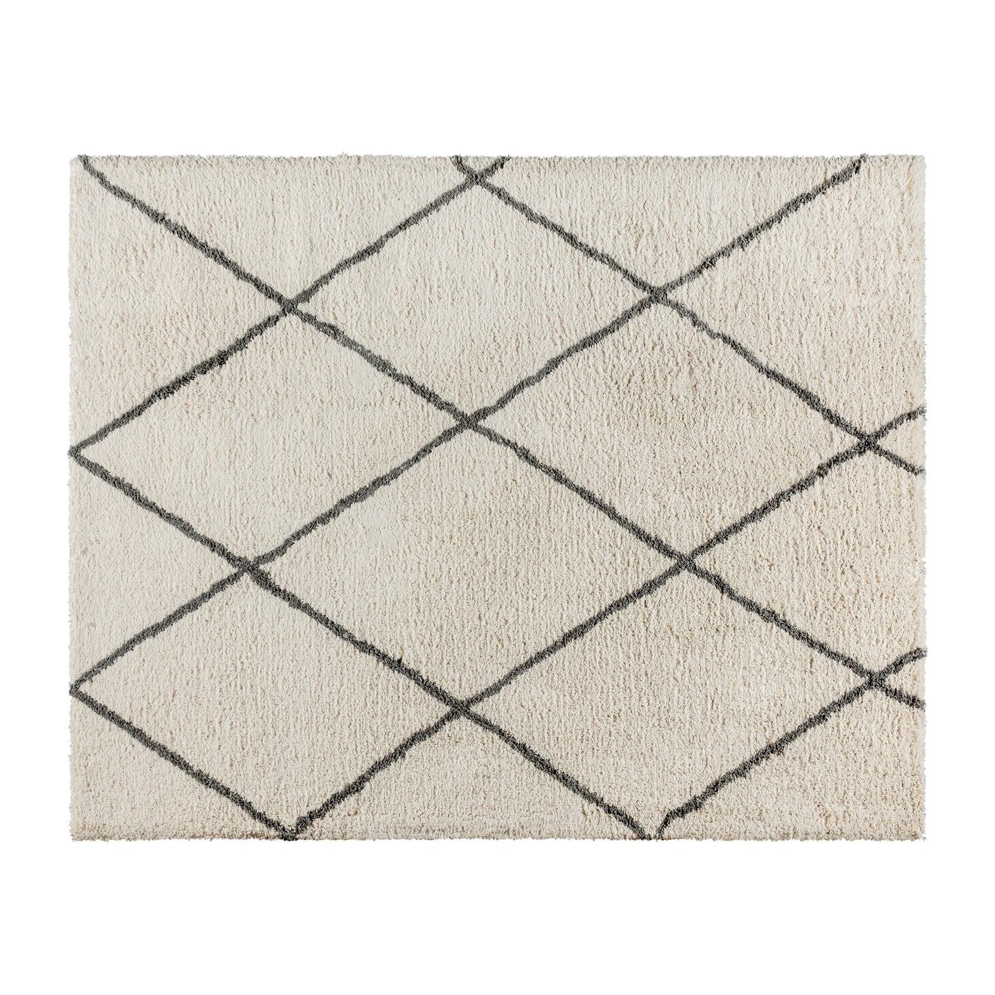 Roxy Shag Style Diamond Trellis Area Rug - 8' x 10' - Ivory/Gray Polyester (PET) Ivory/Gray