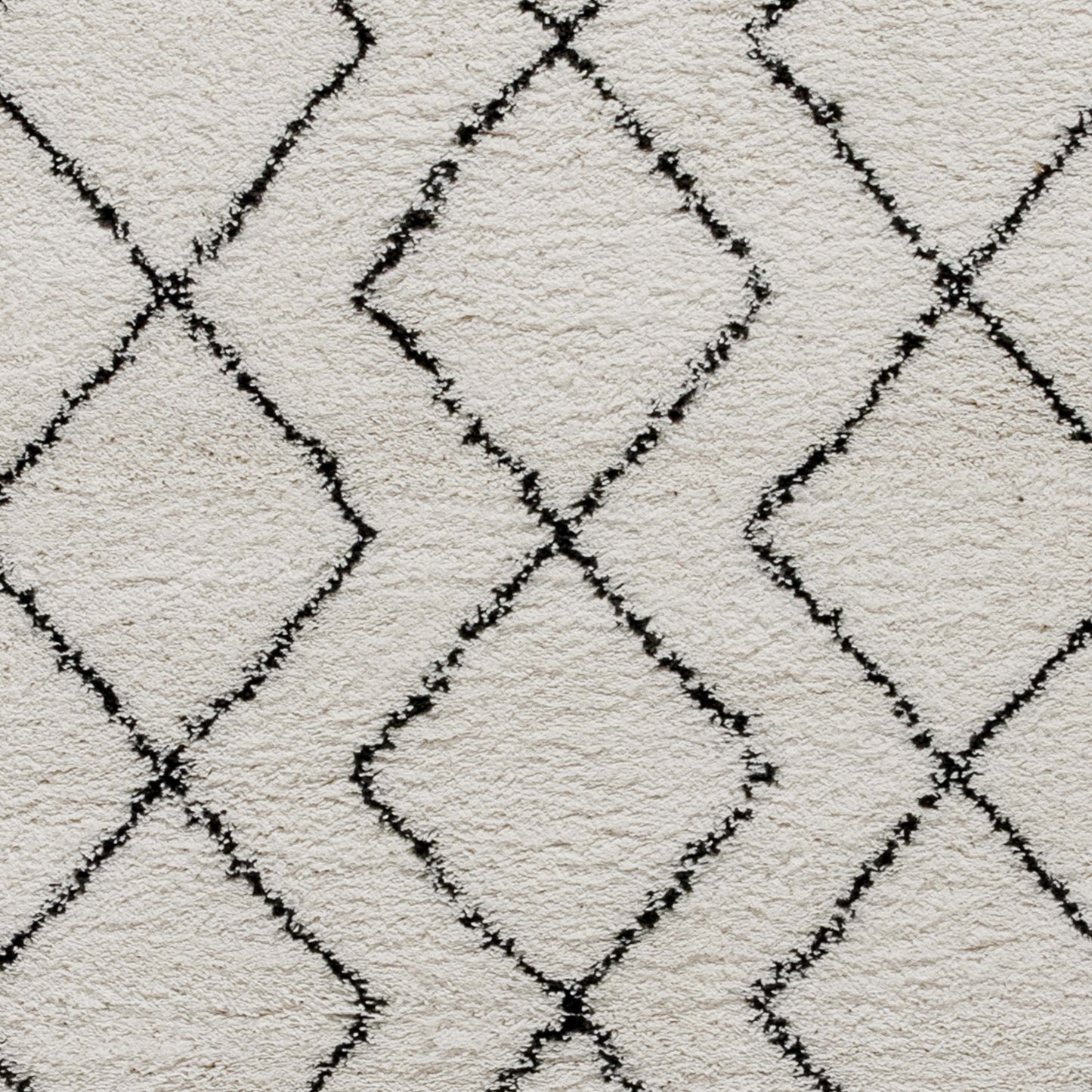 Roxy Geometric Style Bohemian Shag Area Rug - 8' x 10' - Ivory Ivory/Black