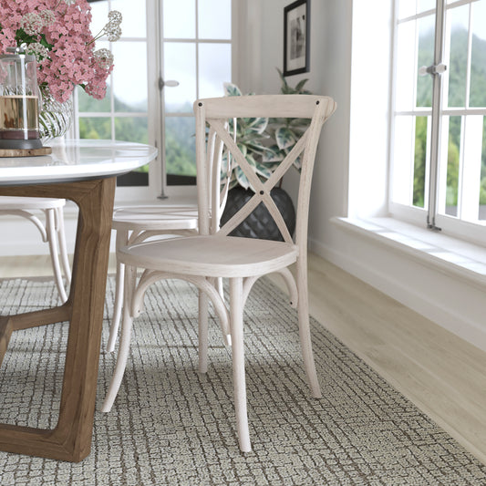 2-pack Advantage White Resin X-Back Chair White RESXB-WHITE-2