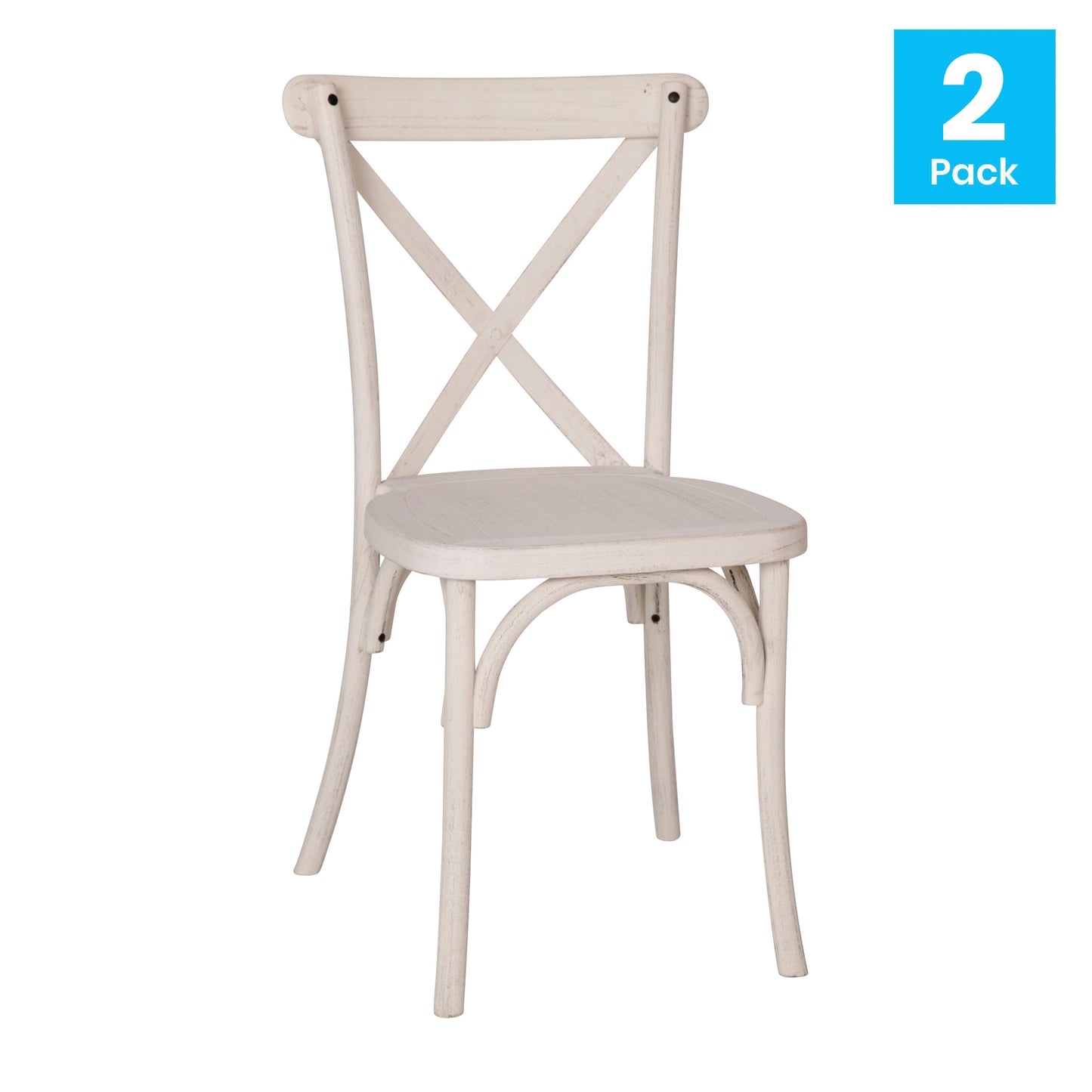 2-pack Advantage White Resin X-Back Chair White RESXB-WHITE-2